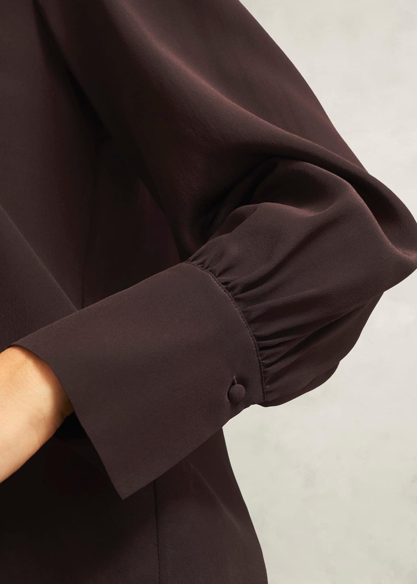 Debby Silk Blouse, Deep Brown, hi-res