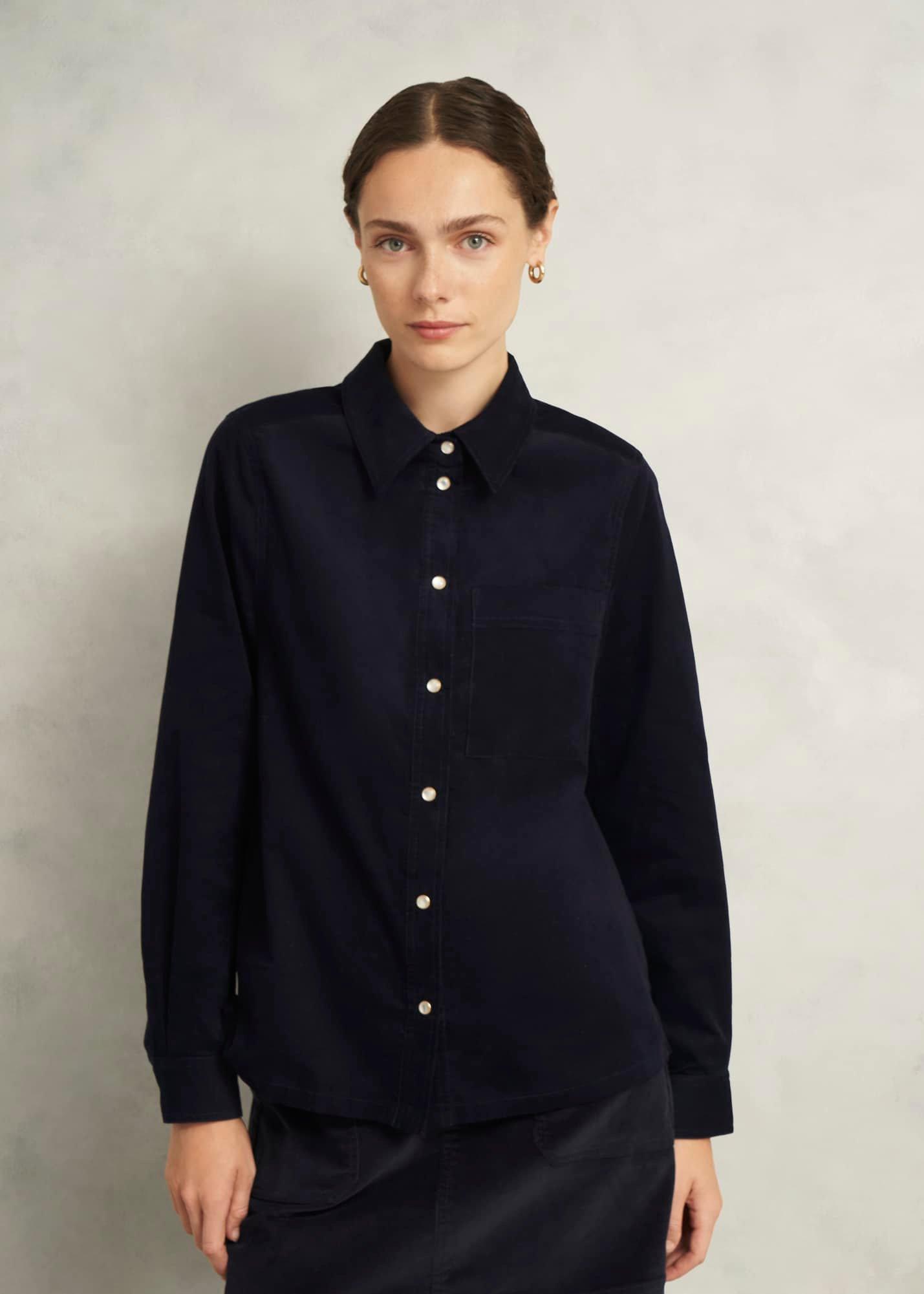 Adina Corduroy Shirt, Navy, hi-res