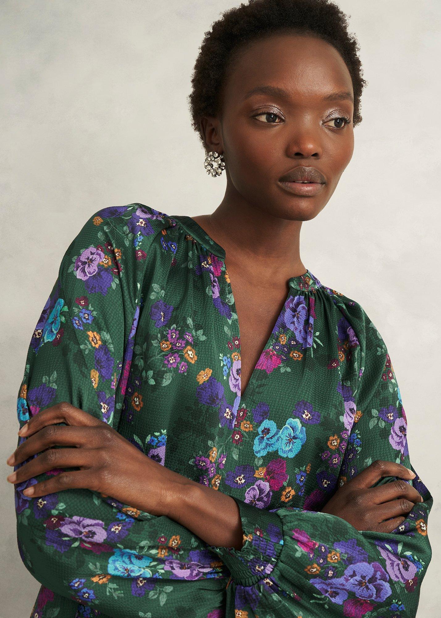 Edna Floral Top, Green Multi, hi-res