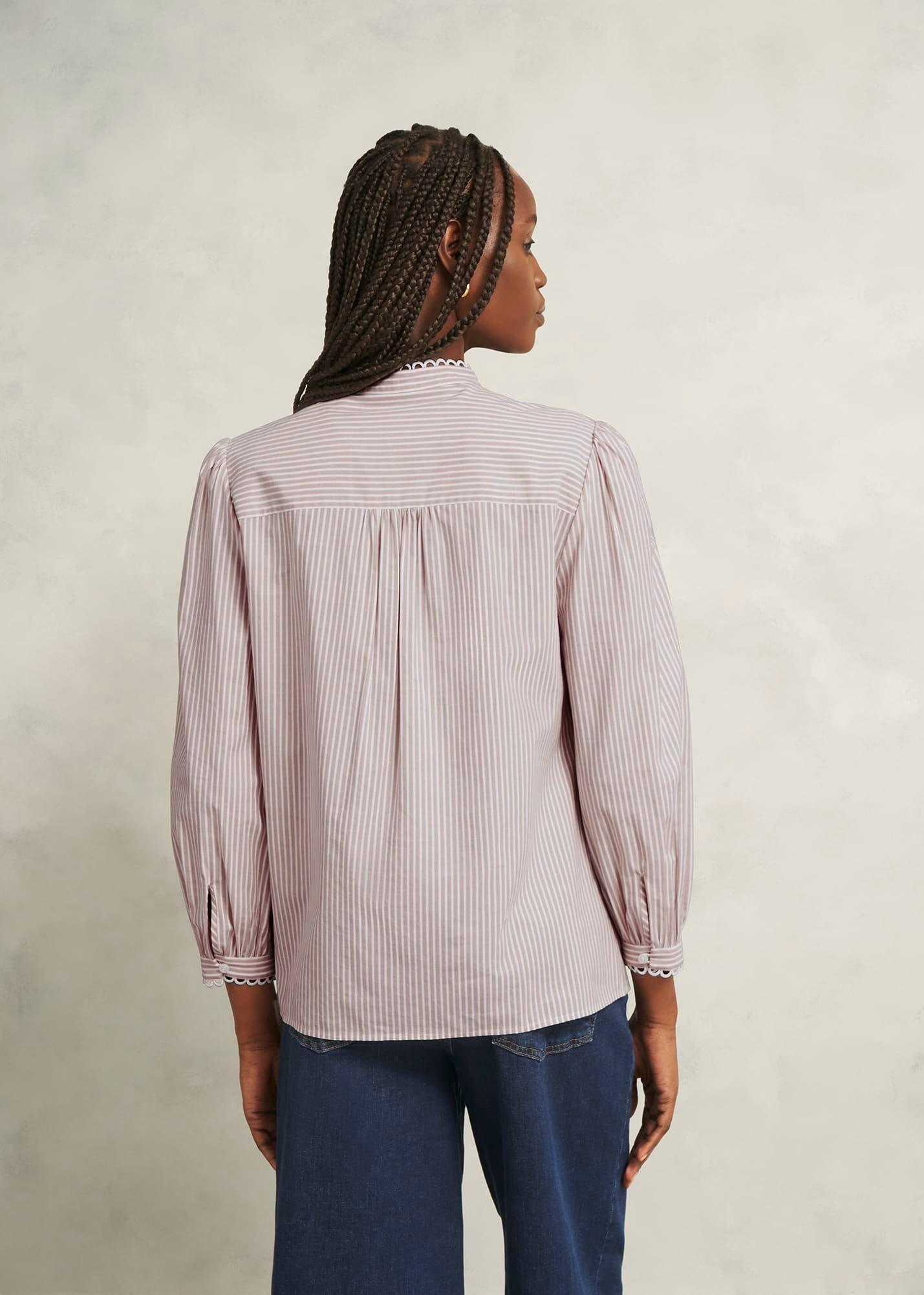 Becca Cotton Stripe Blouse, Neutral Stripe, hi-res