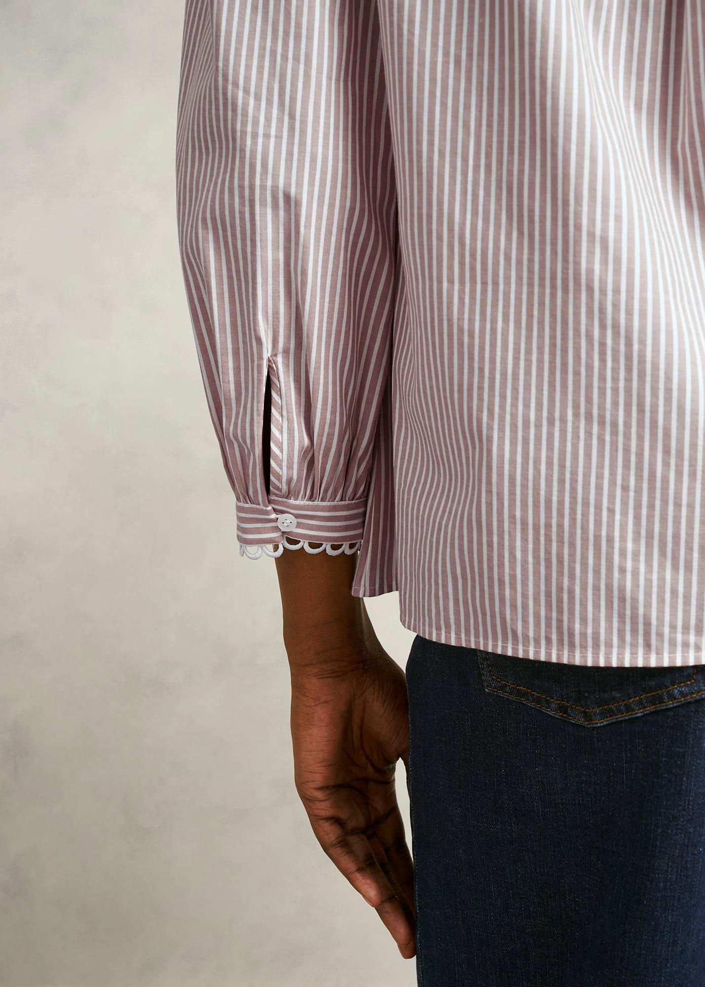 Becca Cotton Stripe Blouse, Neutral Stripe, hi-res