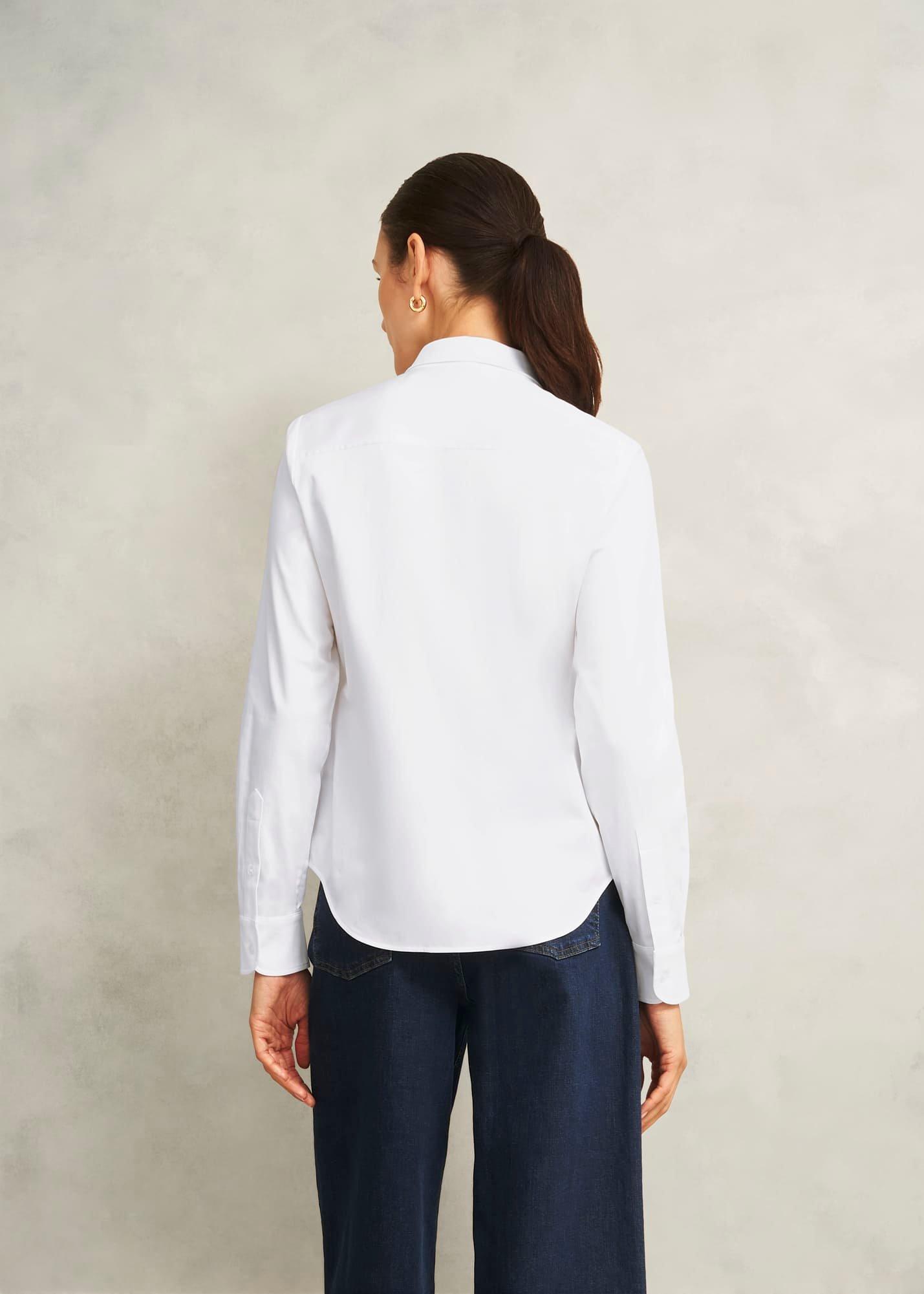Viola Cotton Blend Shirt, White, hi-res