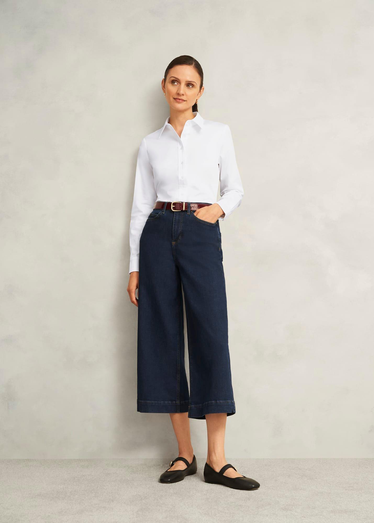 Viola Cotton Blend Shirt, White, hi-res