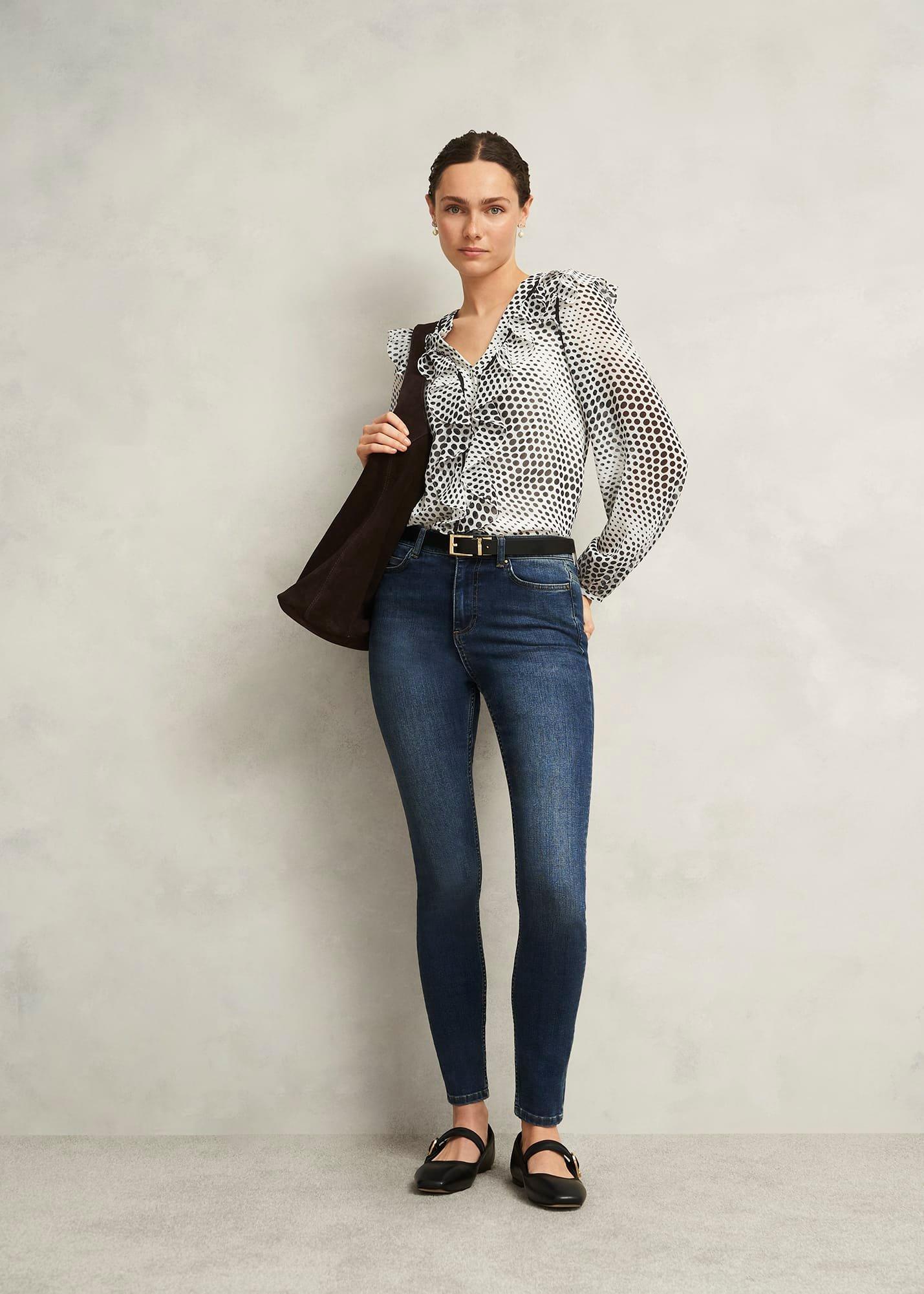 Rosana Ruffle Top, Cream Black, hi-res