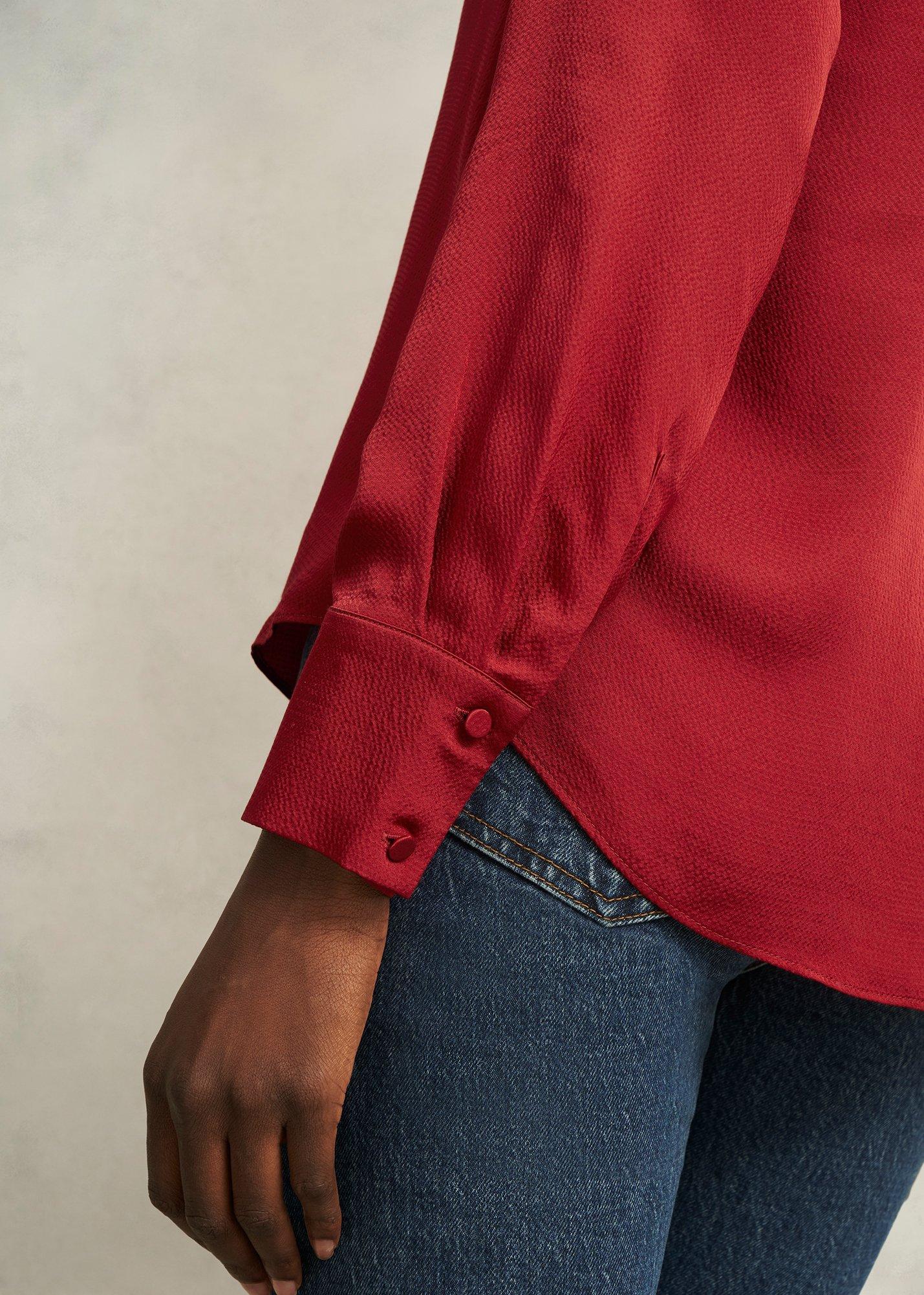 Marie Satin Blouse, Pomegranate Red, hi-res
