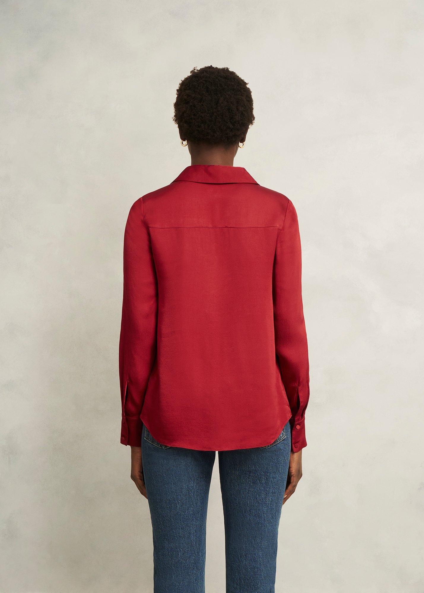 Marie Satin Blouse, Pomegranate Red, hi-res