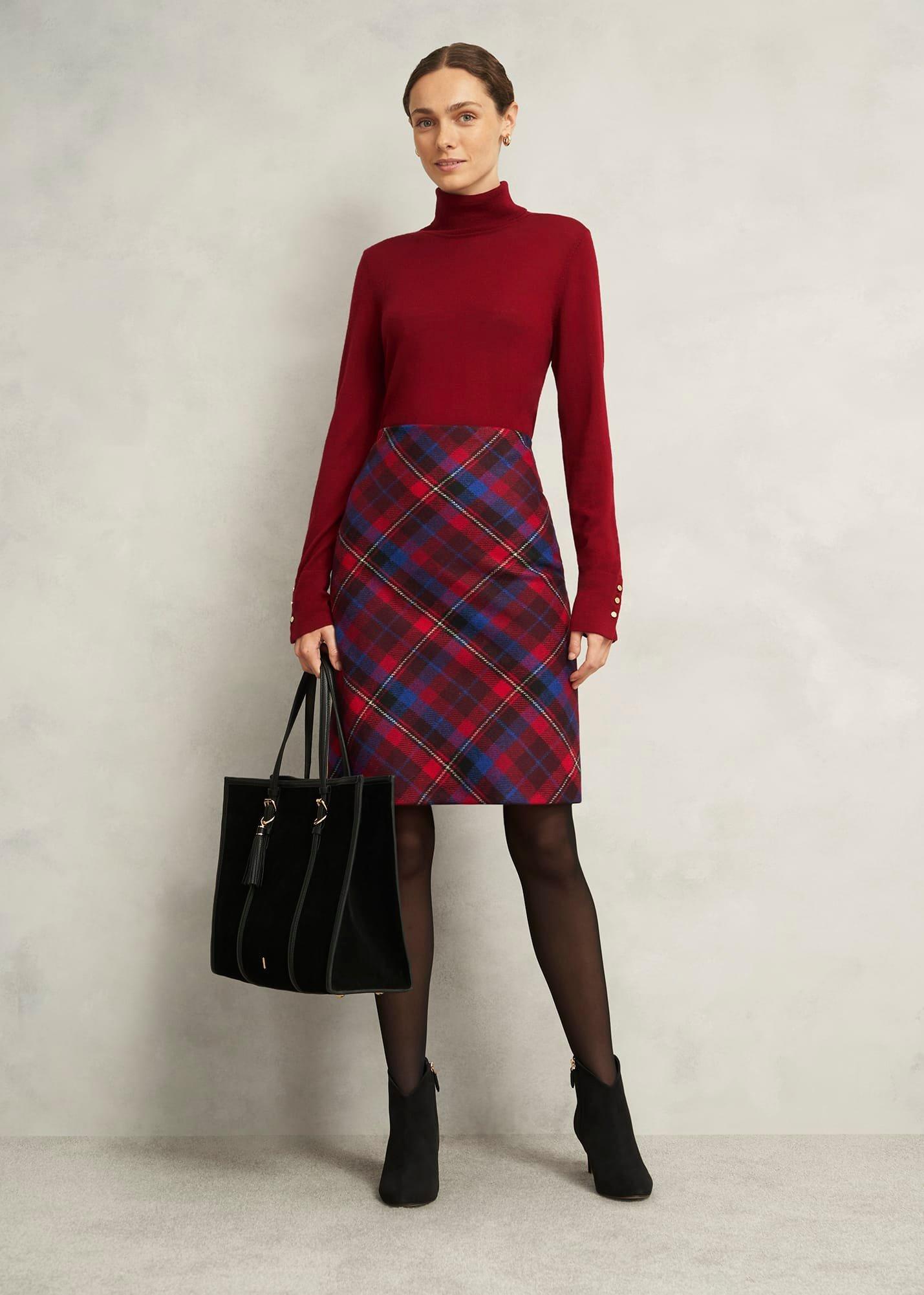 Daphne Wool Skirt, Red Multi, hi-res
