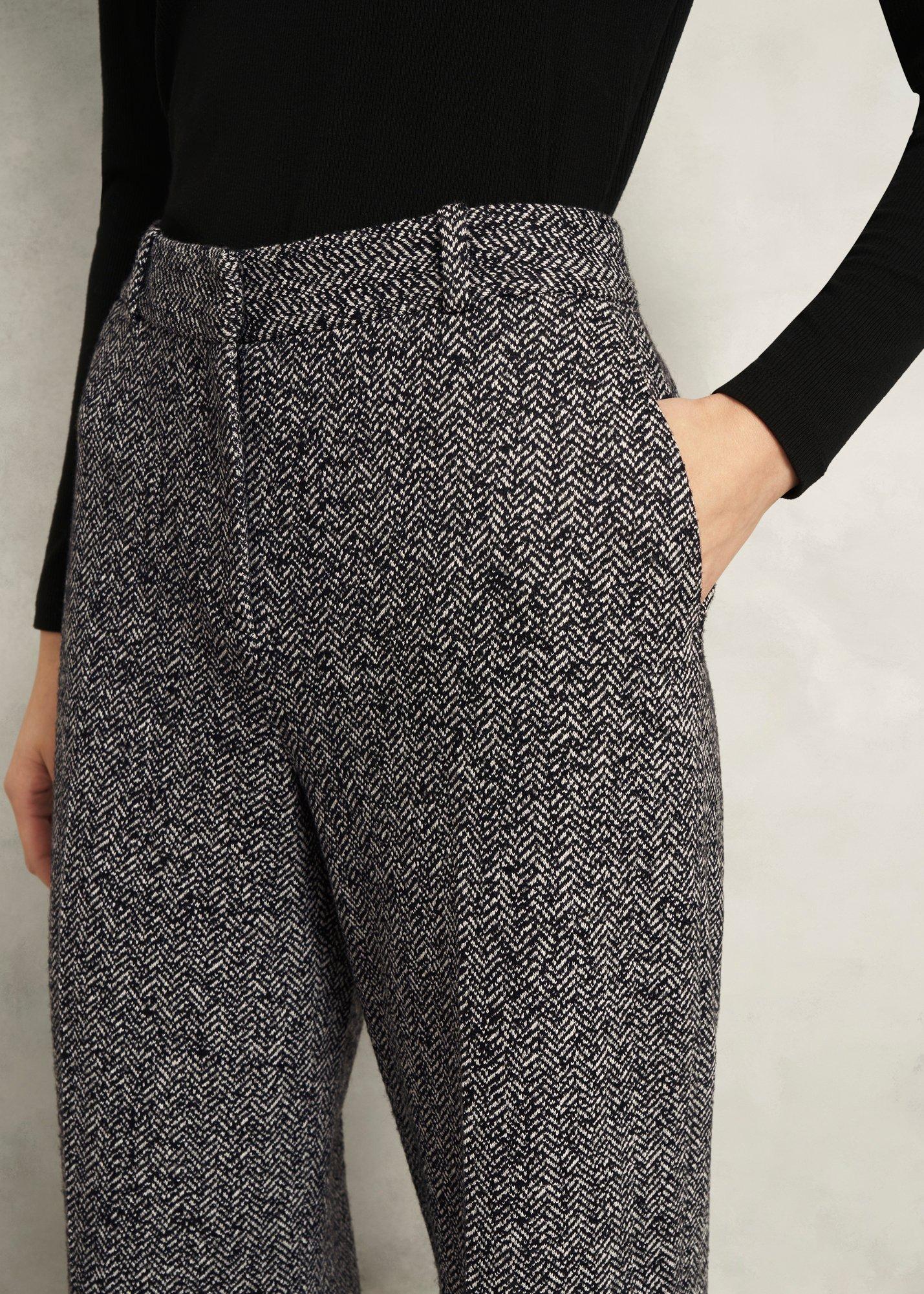 Marlyn Wool Jersey Trousers, Black White, hi-res