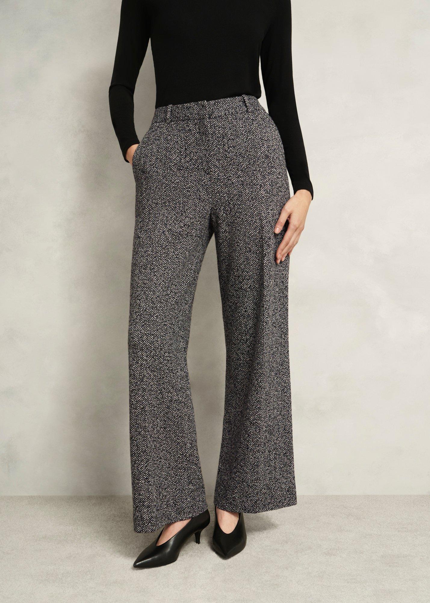 Marlyn Wool Jersey Trousers, Black White, hi-res