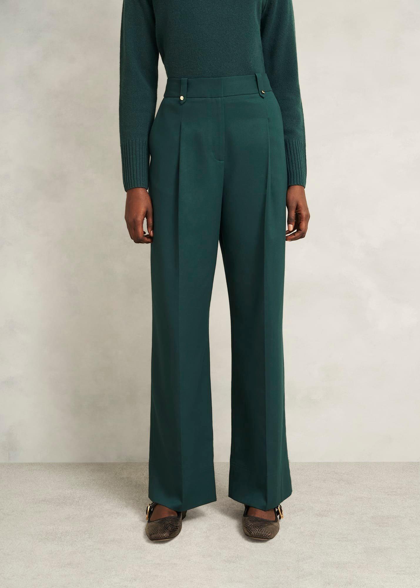 Lucile Wide Trousers, Ponderosa Green, hi-res