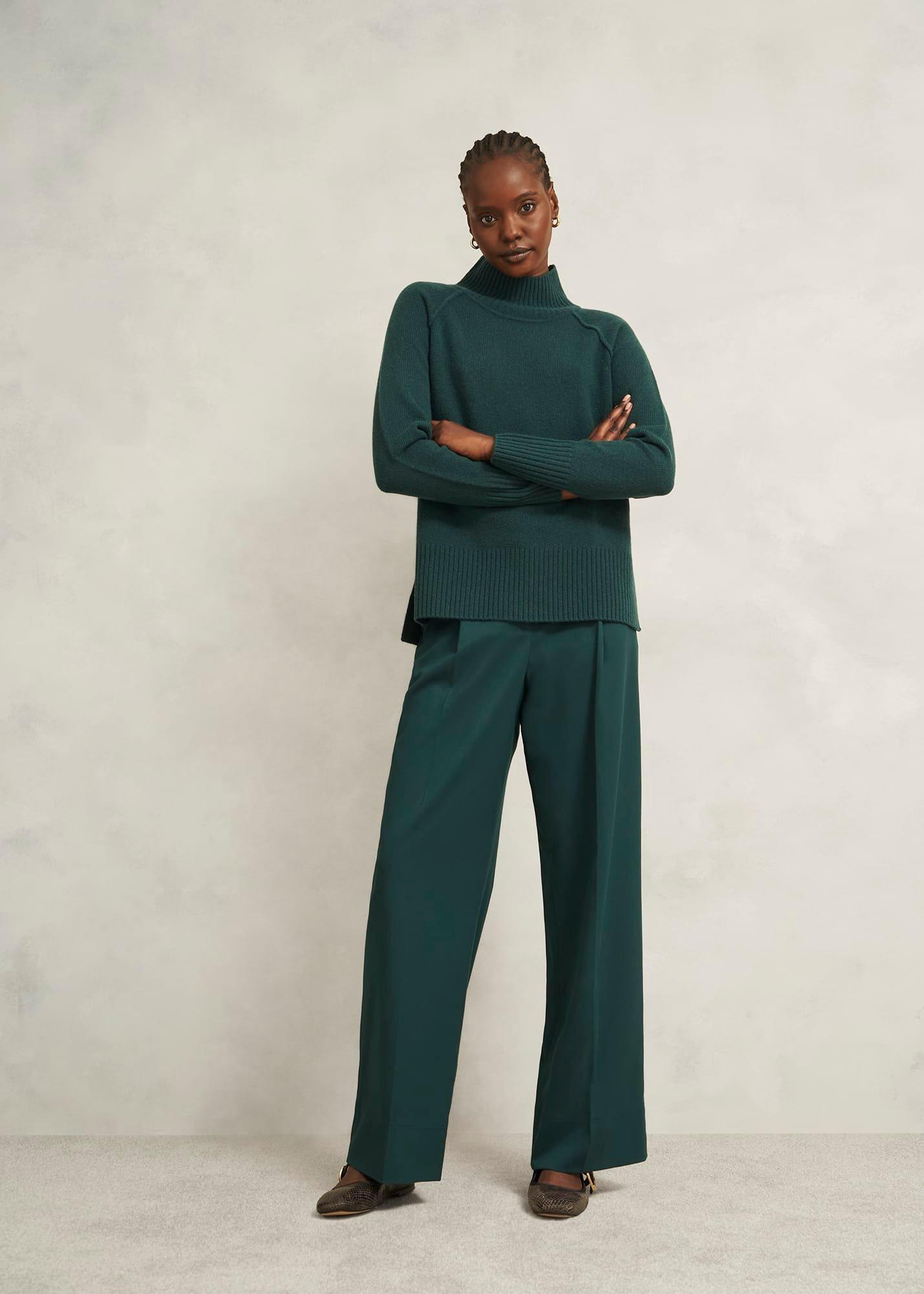 Lucile Wide Trousers, Ponderosa Green, hi-res