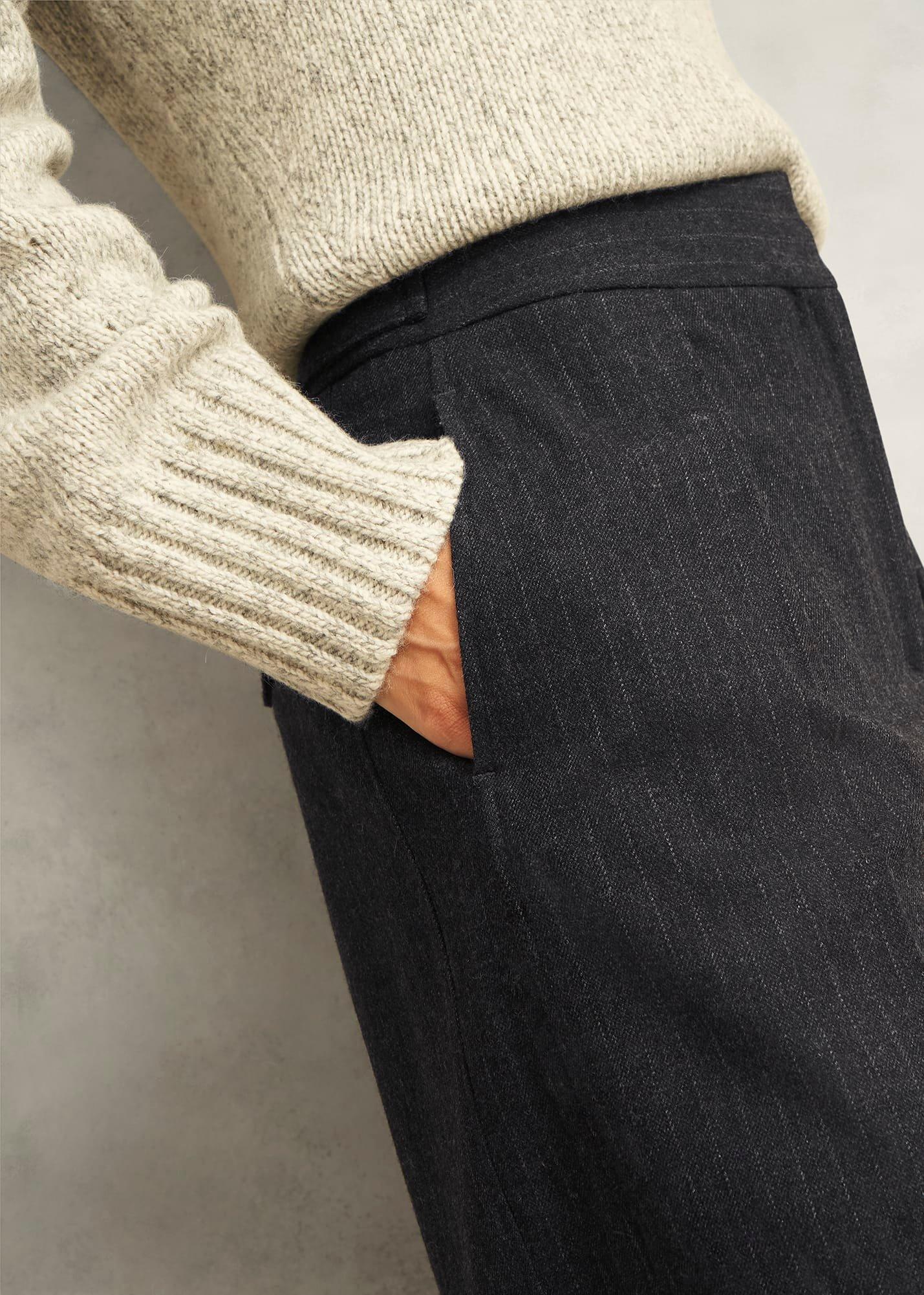 Howell  Pinstripe Barrel Trousers, Grey Ivory, hi-res