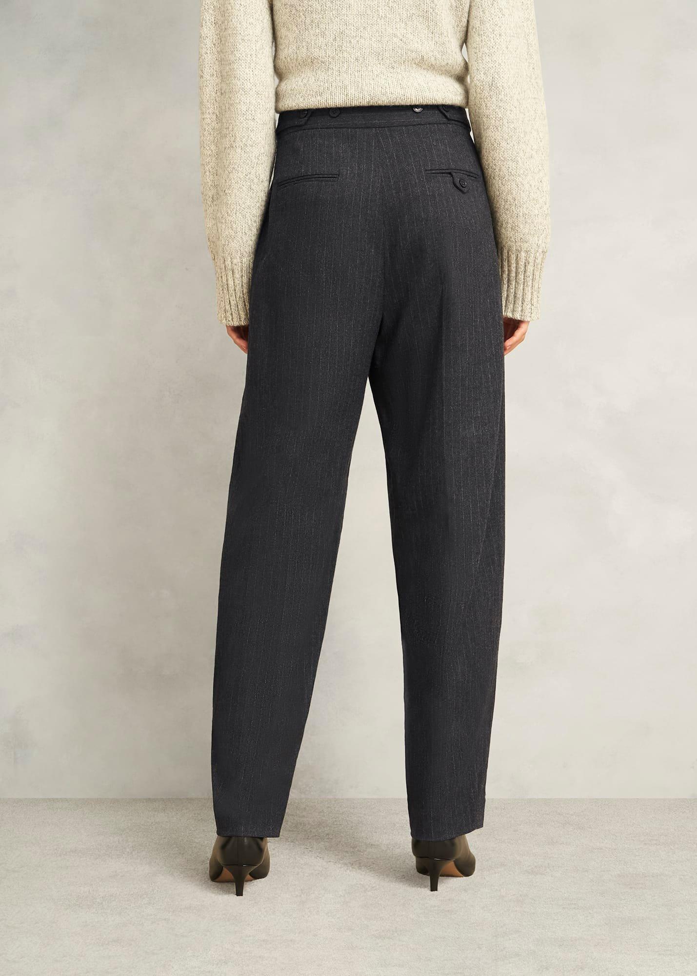Howell  Pinstripe Barrel Trousers, Grey Ivory, hi-res