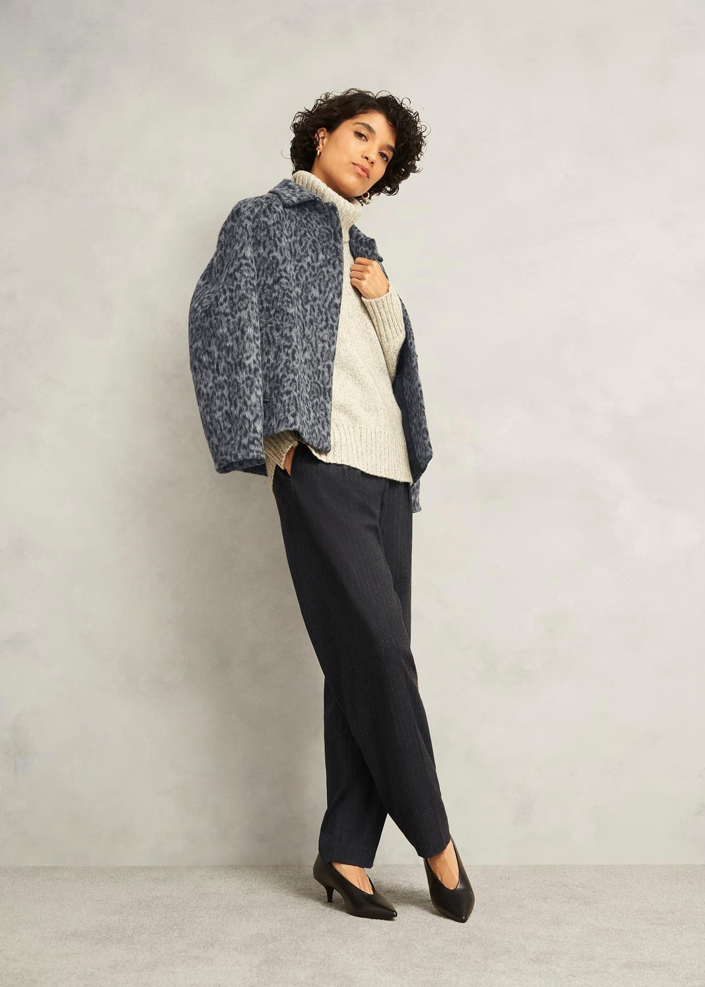 Howell  Pinstripe Barrel Trousers, Grey Ivory, hi-res