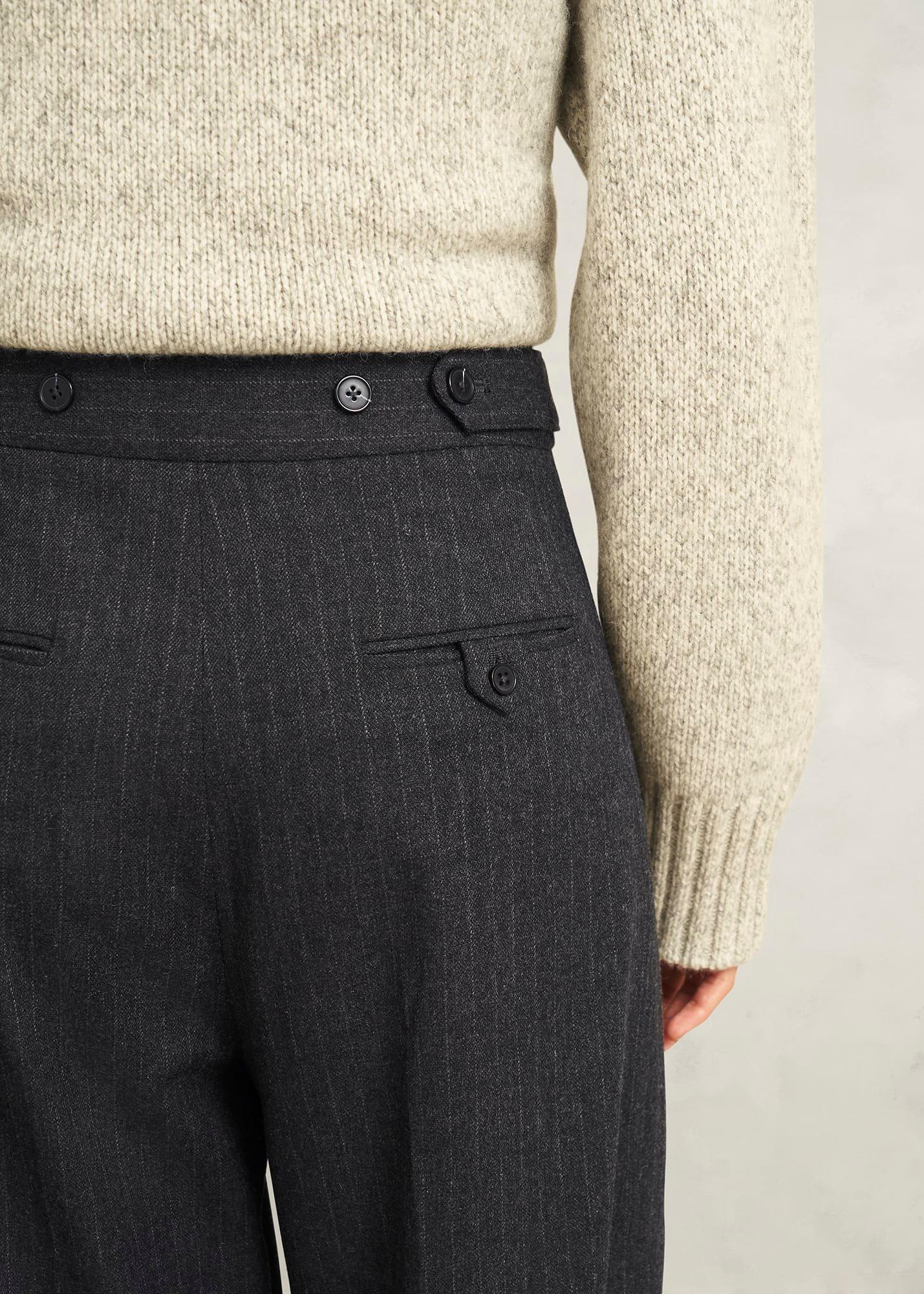 Howell  Pinstripe Barrel Trousers, Grey Ivory, hi-res