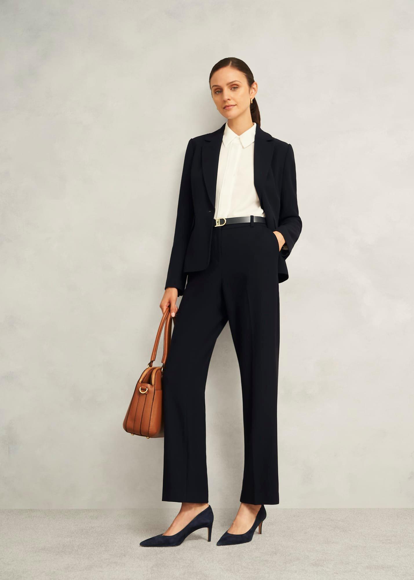 Ivy Straight Trousers, Navy, hi-res