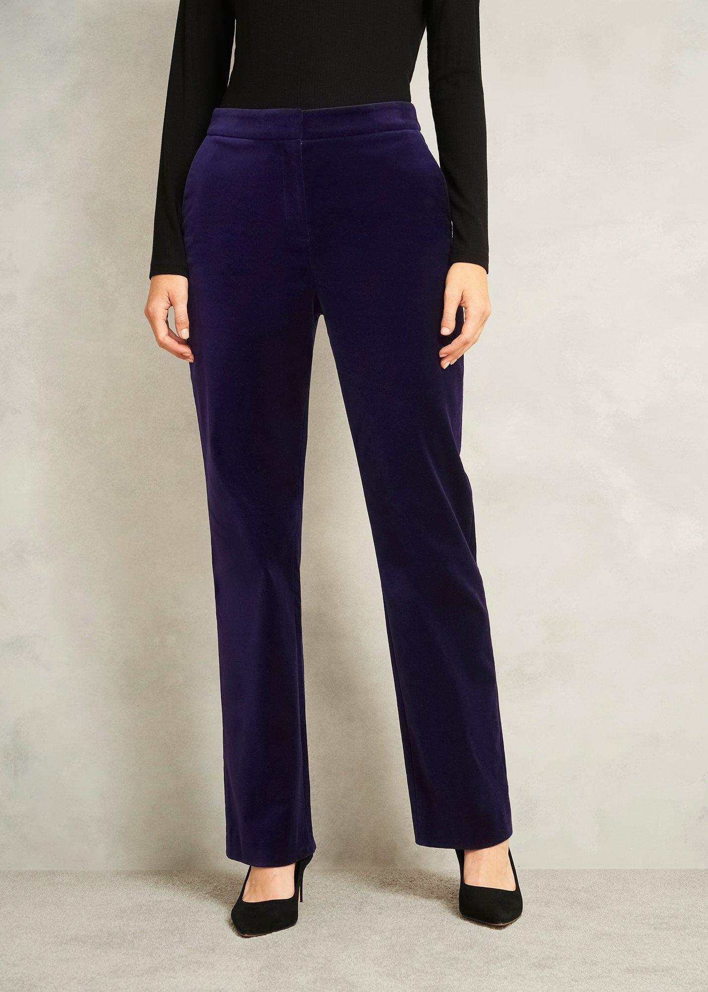 Heather Velvet Trousers, Midnight Purple, hi-res