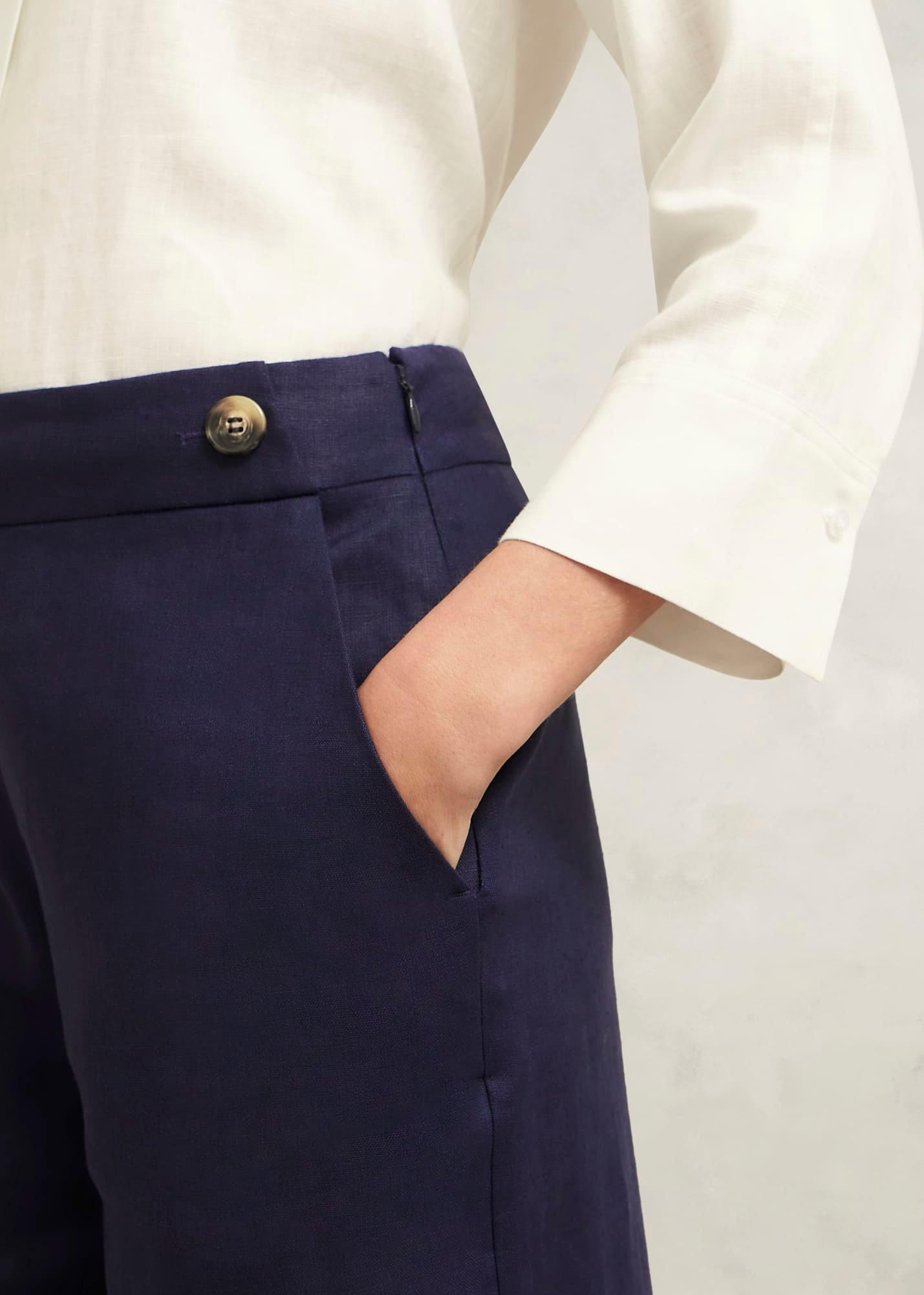 Josephine Linen Pants, True Navy, hi-res