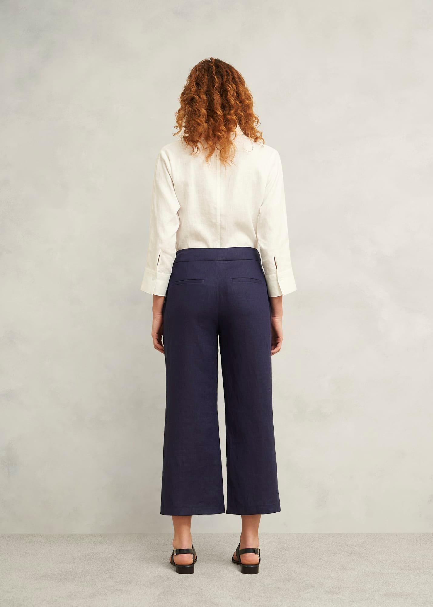 Josephine Linen Pants, True Navy, hi-res