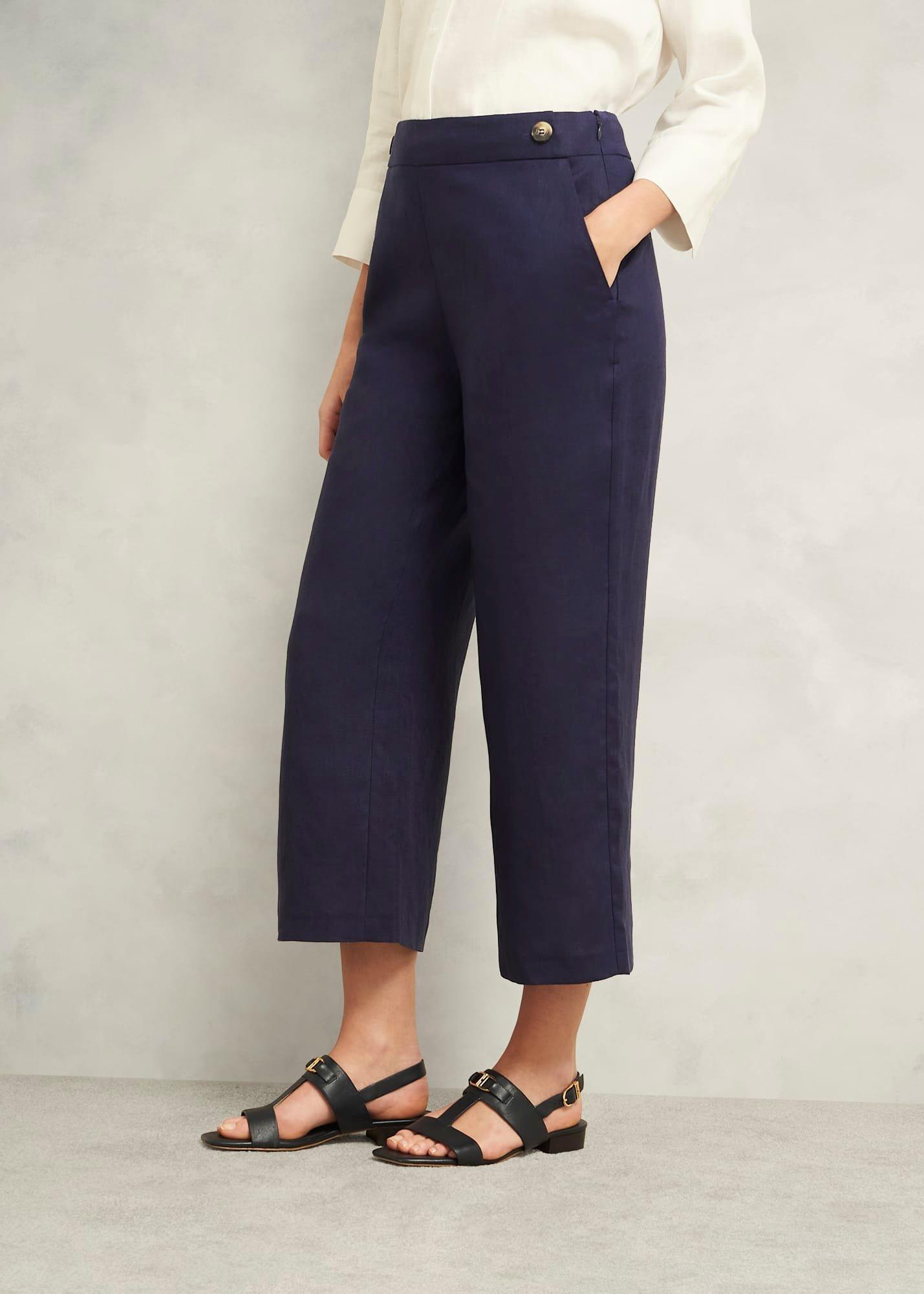 Josephine Linen Pants, True Navy, hi-res