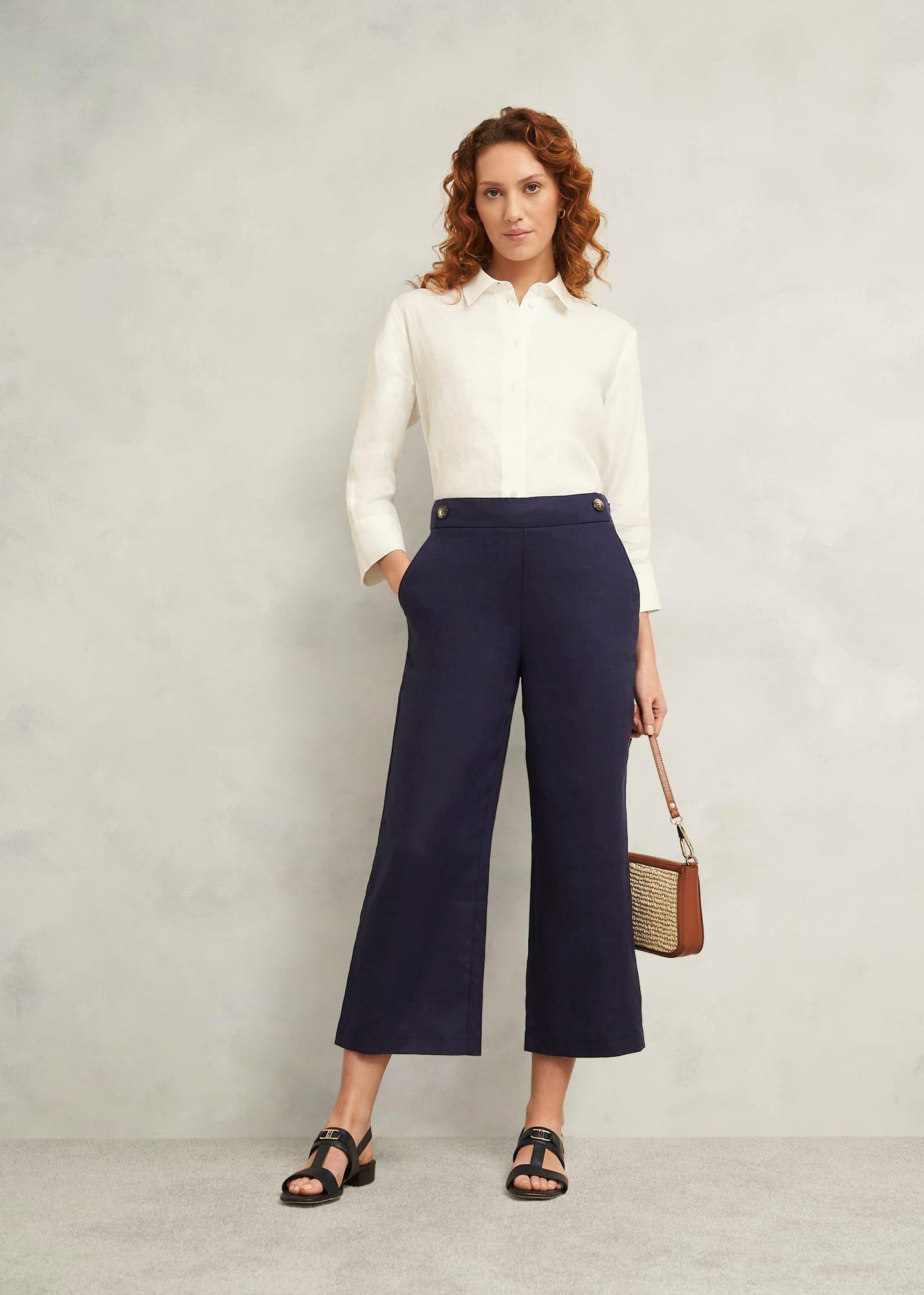 Josephine Linen Pants, True Navy, hi-res