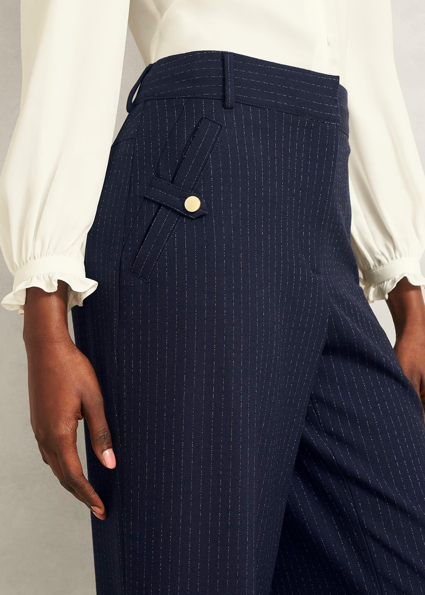 Alisa Wide Trousers, Navy Ivory, hi-res