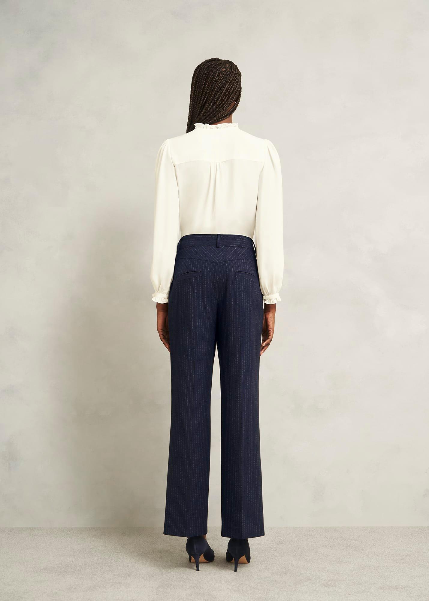 Alisa Wide Trousers, Navy Ivory, hi-res