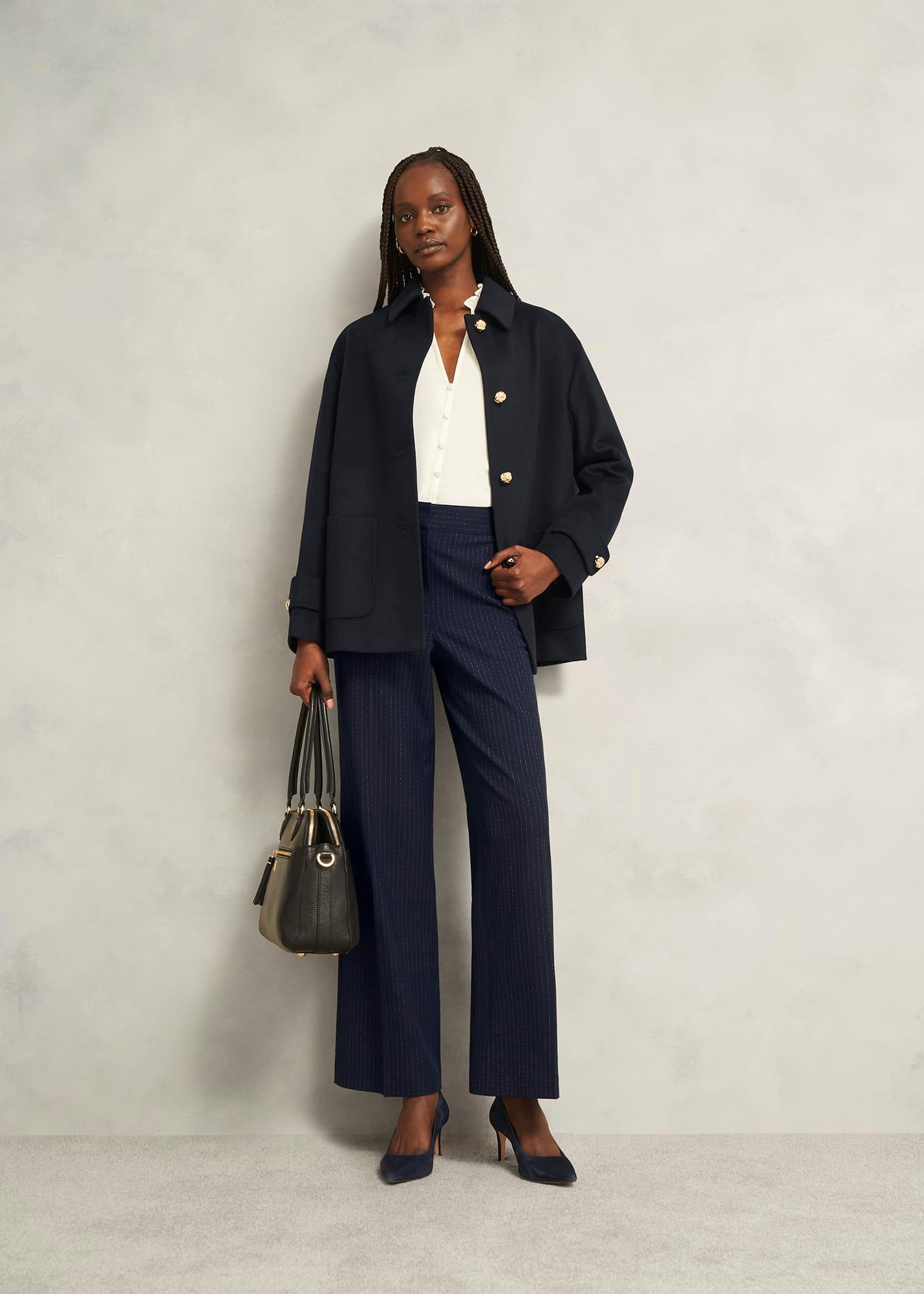 Alisa Wide Trousers, Navy Ivory, hi-res