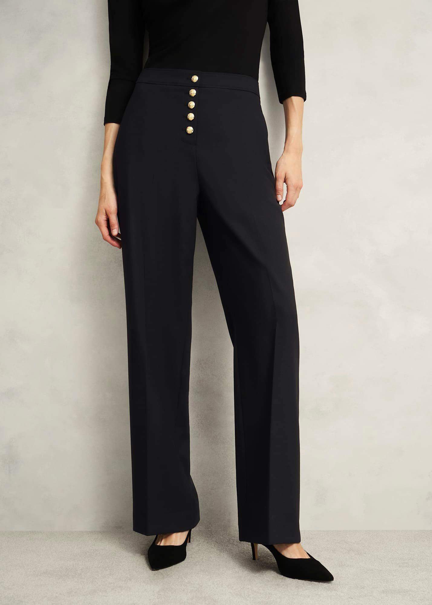 Highclere Wide Trousers, Black, hi-res