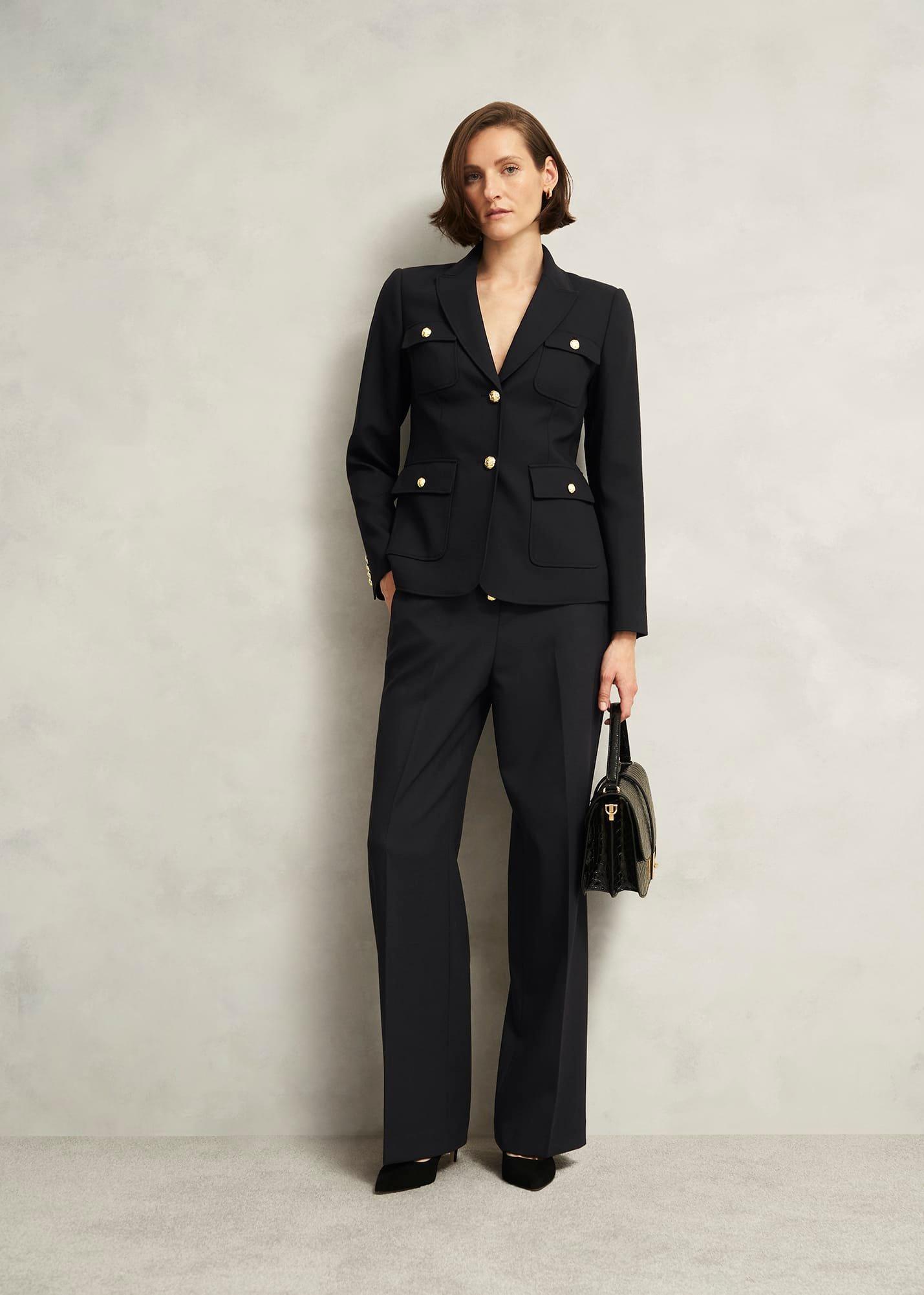 Highclere Wide Trousers, Black, hi-res