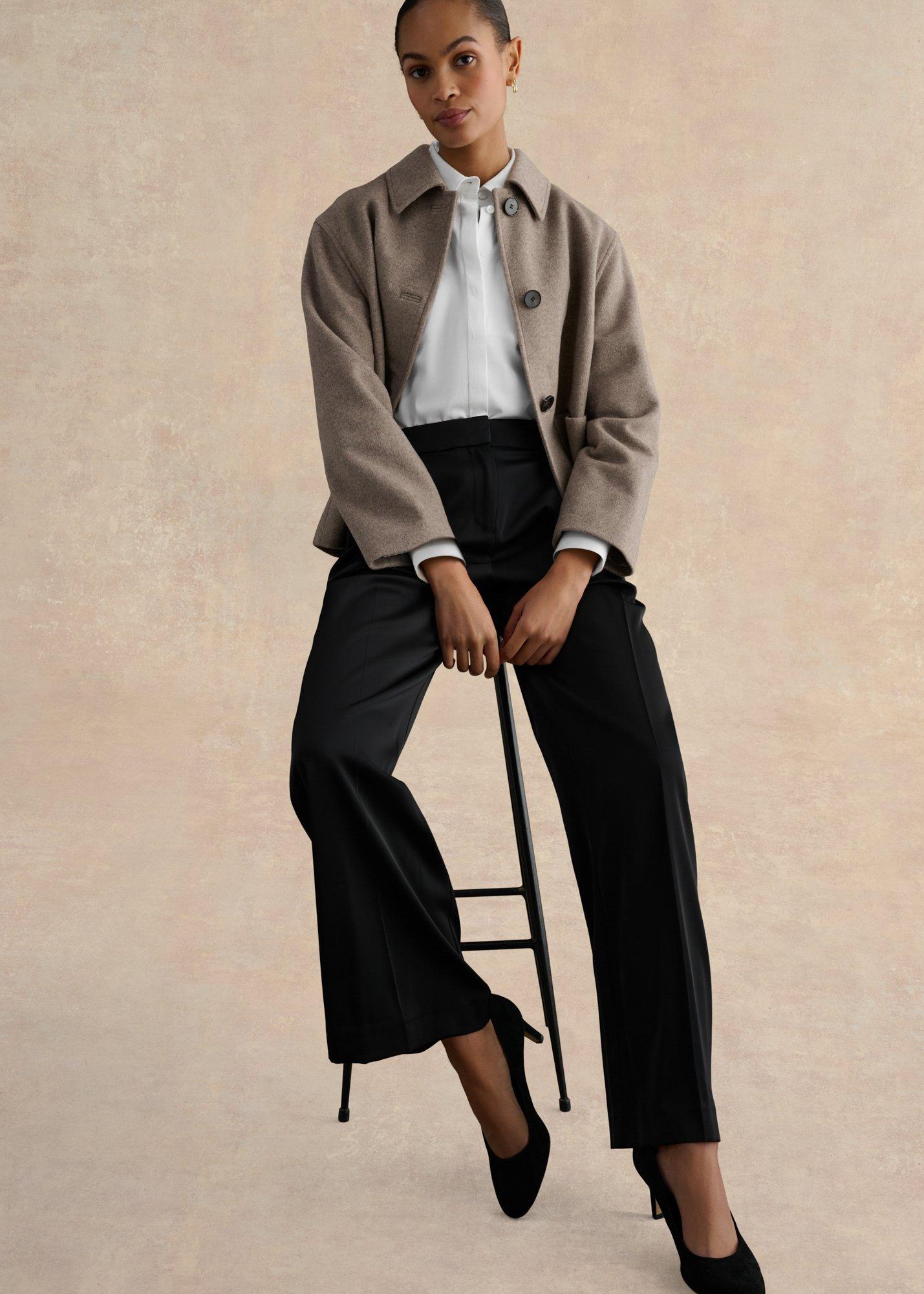 Howley Wide Trousers, Black, hi-res