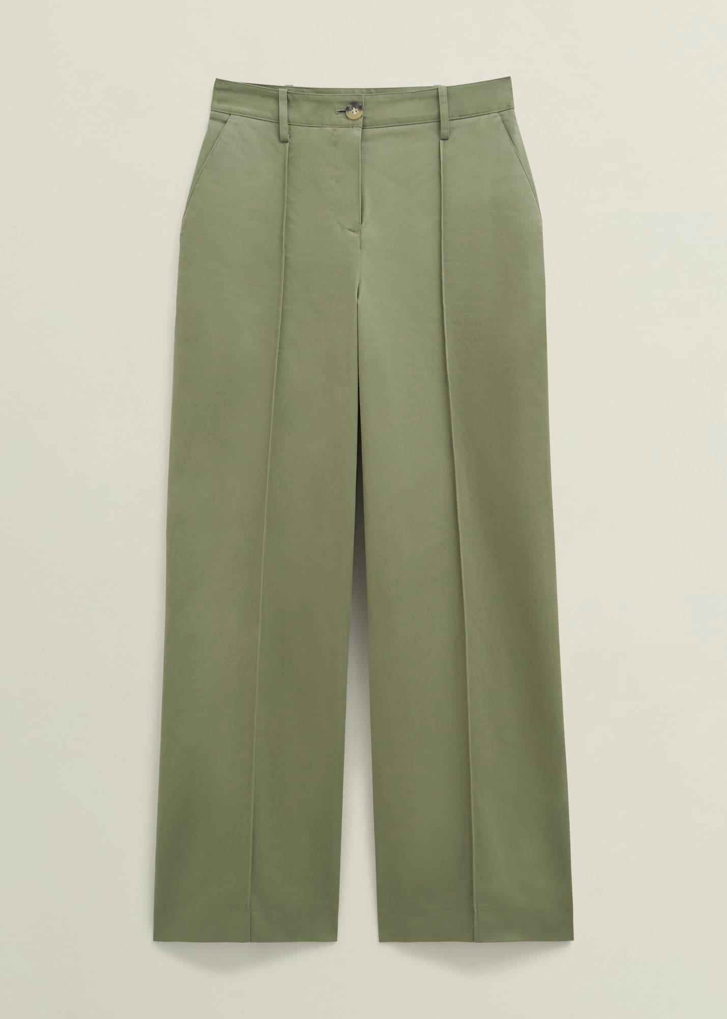 Dark Sage Green Kayley Cotton Trousers