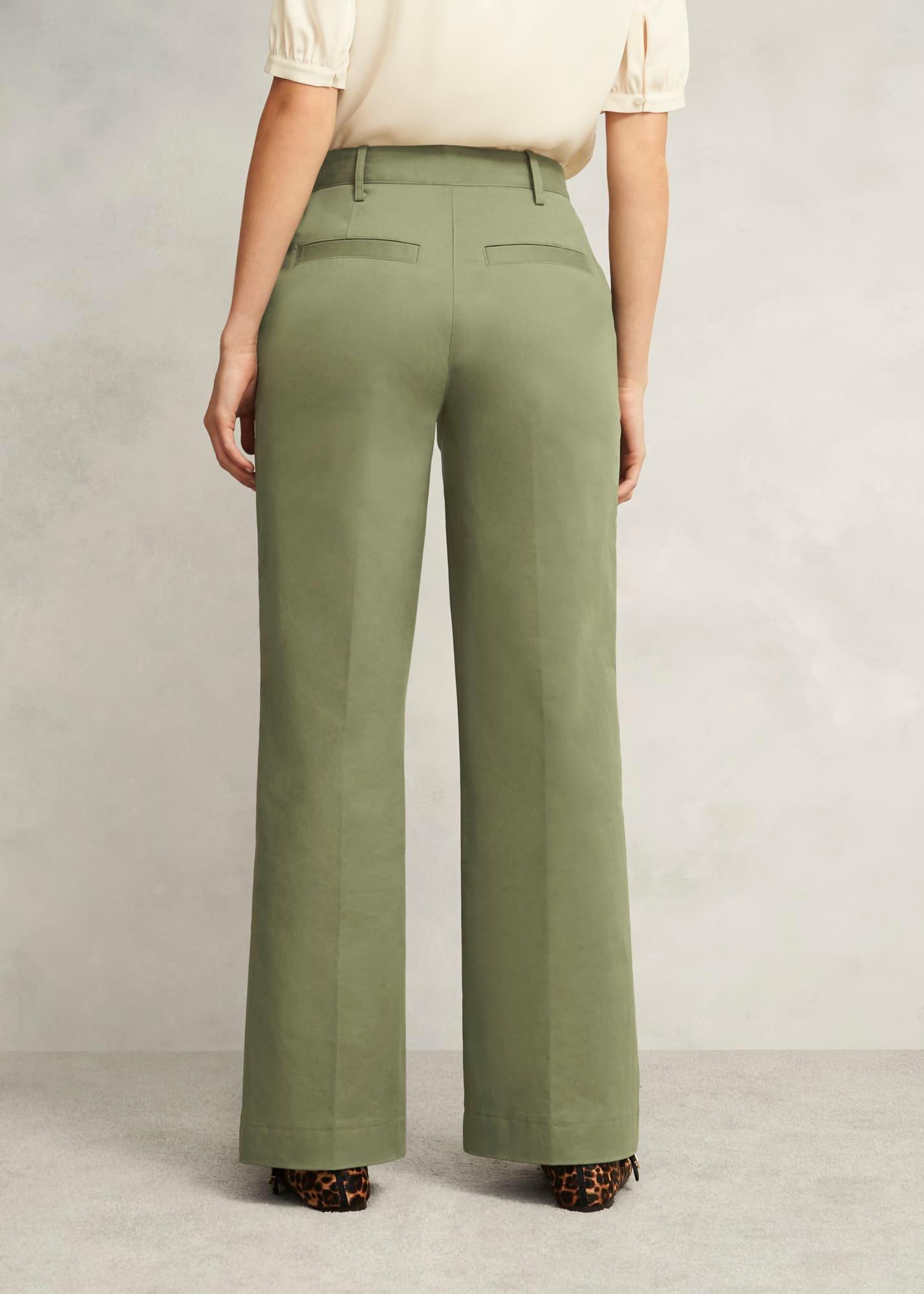 Dark Sage Green Kayley Cotton Pants, Dark Sage, hi-res