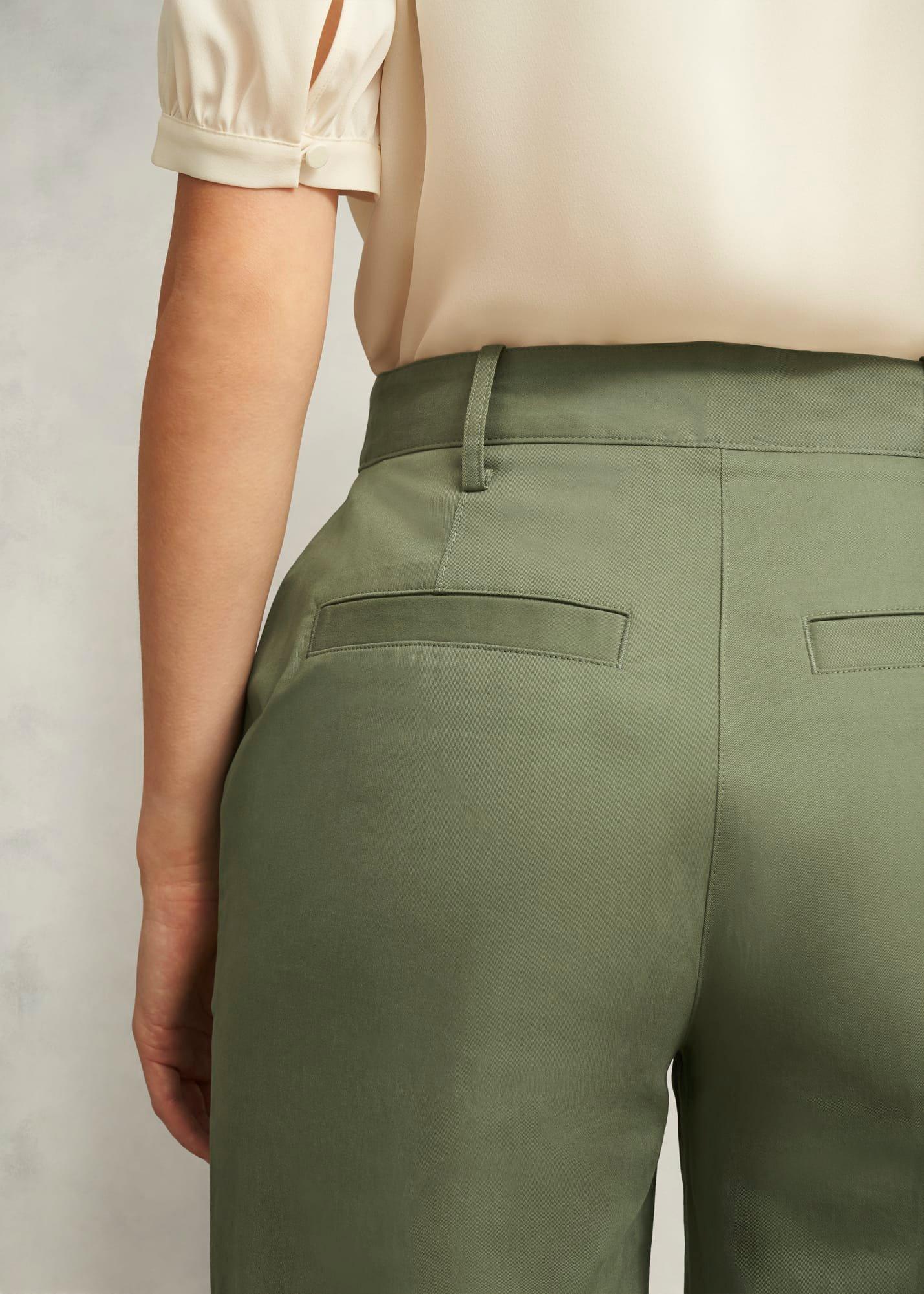 Dark Sage Green Kayley Cotton Pants, Dark Sage, hi-res