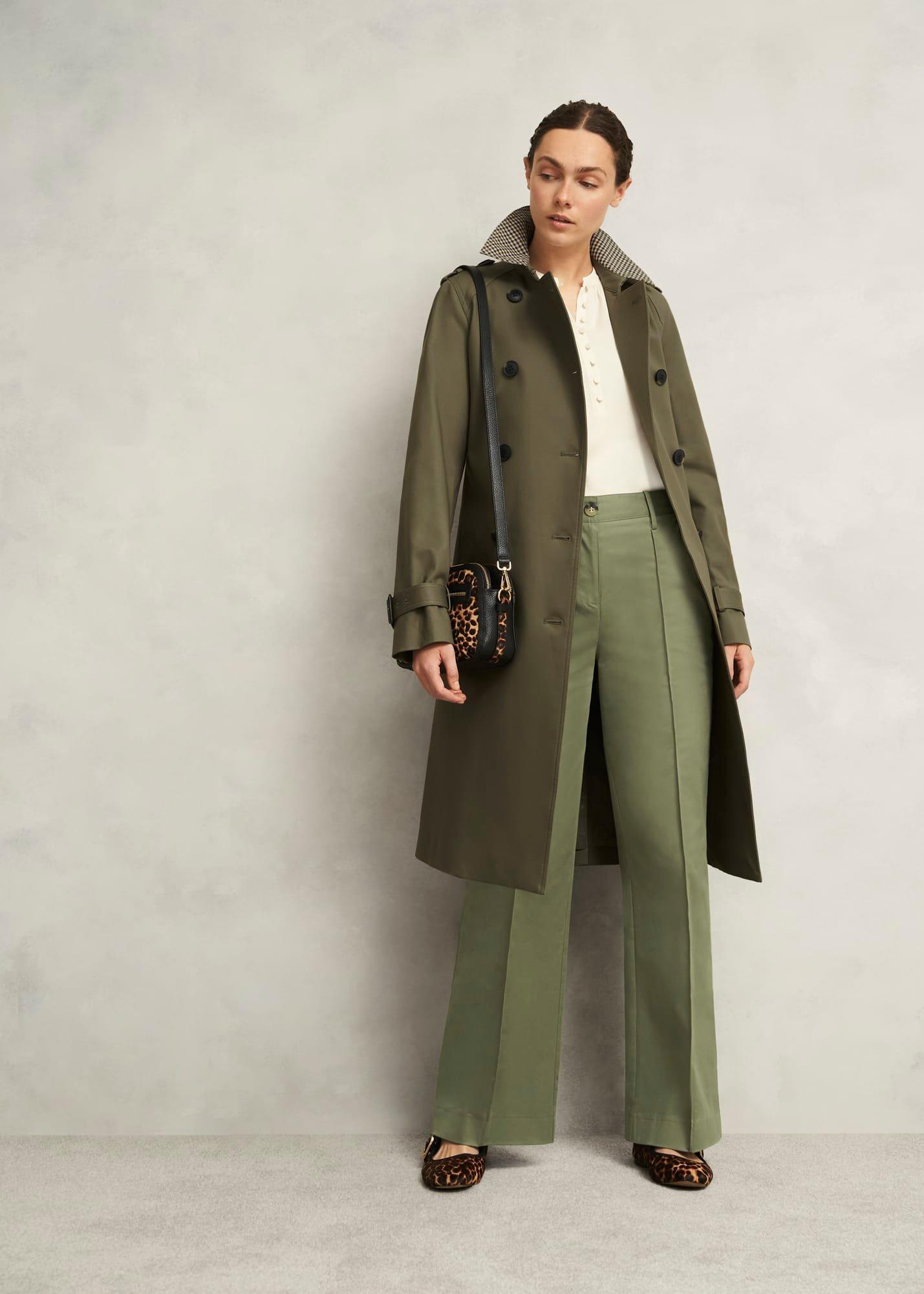 Dark Sage Green Kayley Cotton Pants, Dark Sage, hi-res