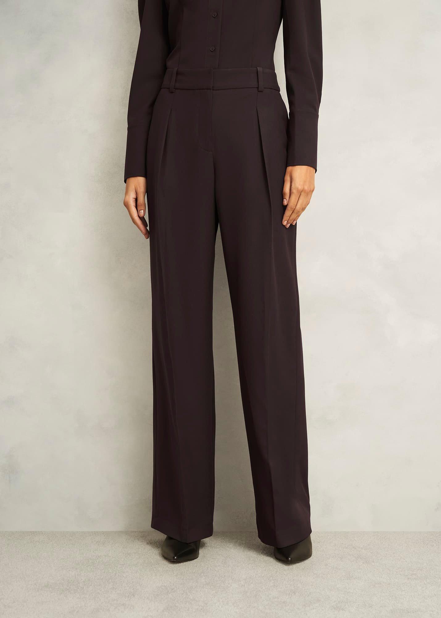 Clement Wide Trousers, Chocolate, hi-res
