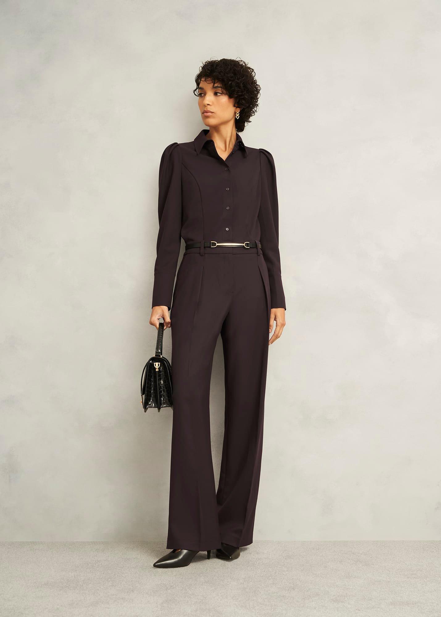 Clement Wide Trousers, Chocolate, hi-res