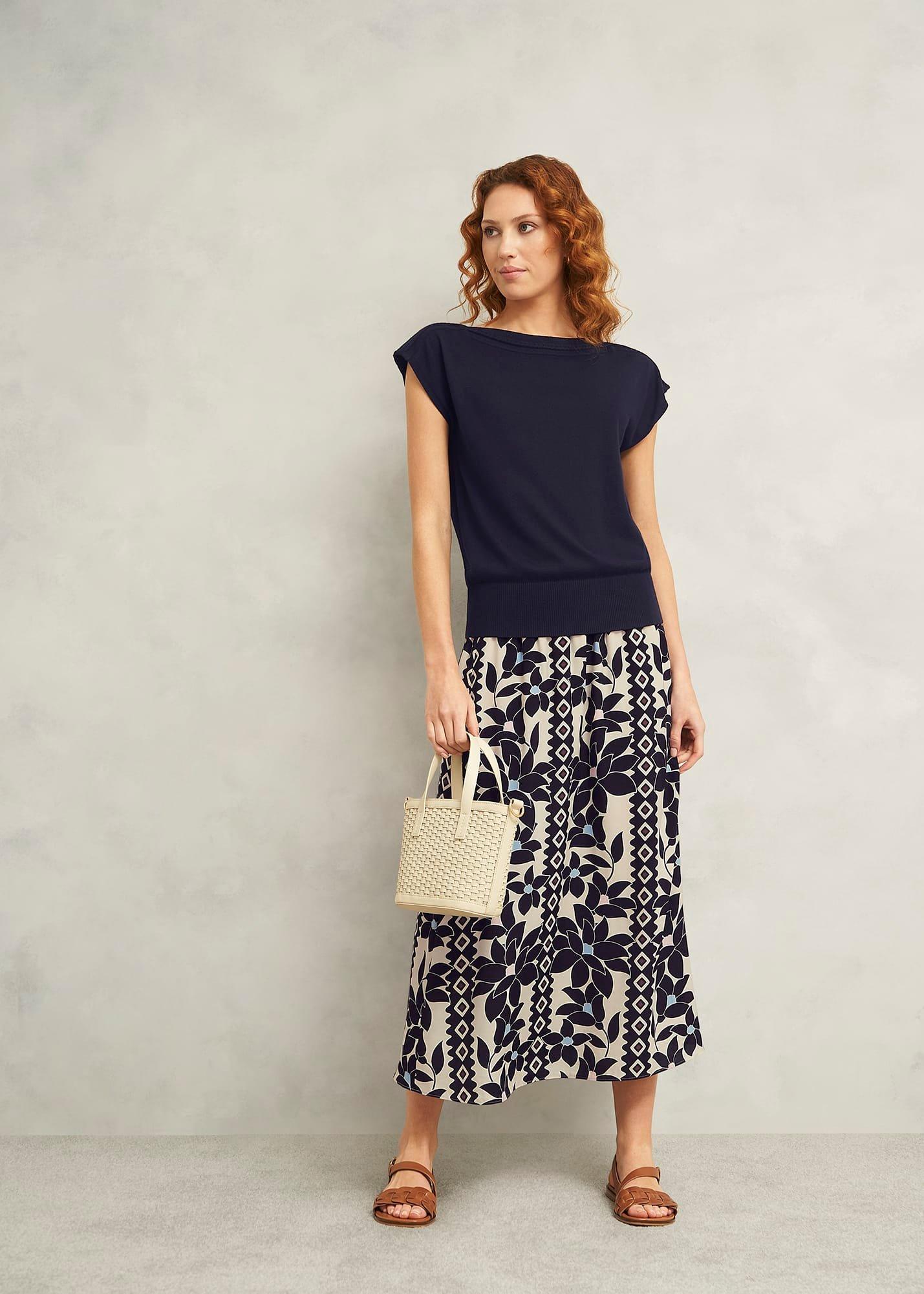 Addison Knitted Top with Wool, Hobbs Navy, hi-res