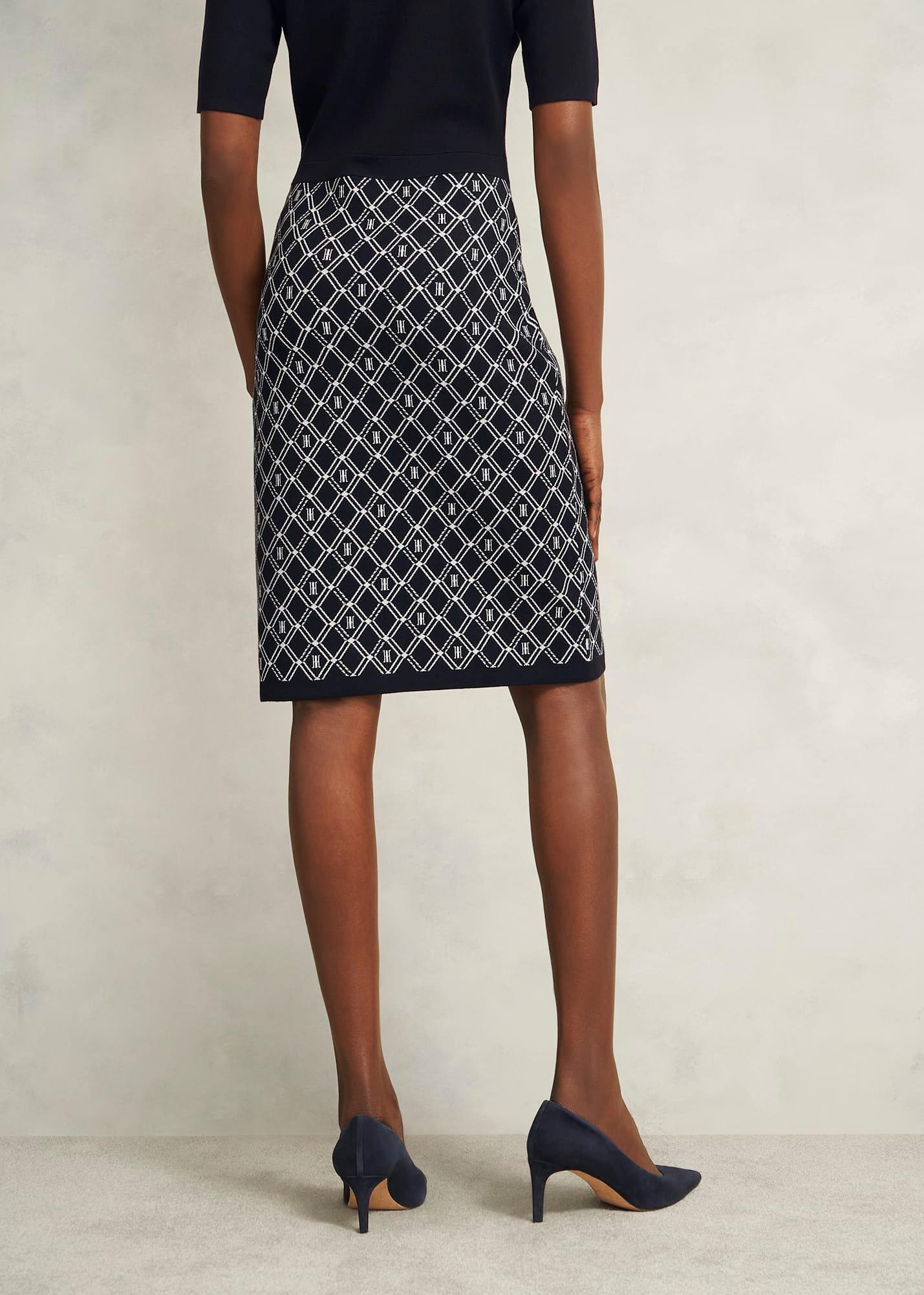 Perrie Knitted Dress, Navy Ivory, hi-res