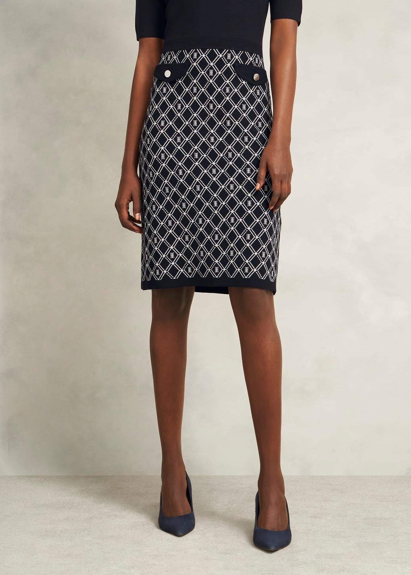 Perrie Knitted Dress, Navy Ivory, hi-res