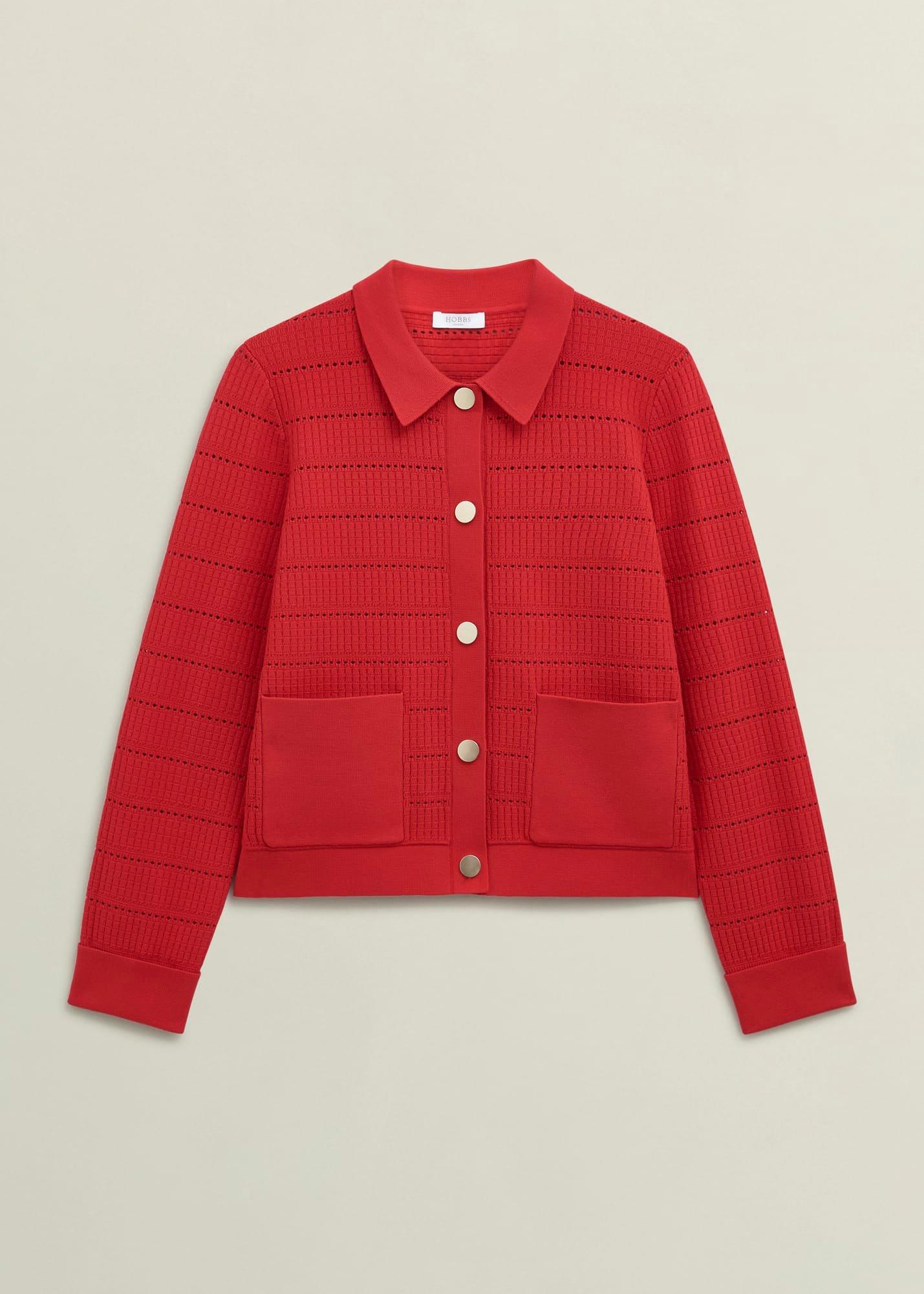 Tessa Knitted Jacket, Petunia Red, hi-res