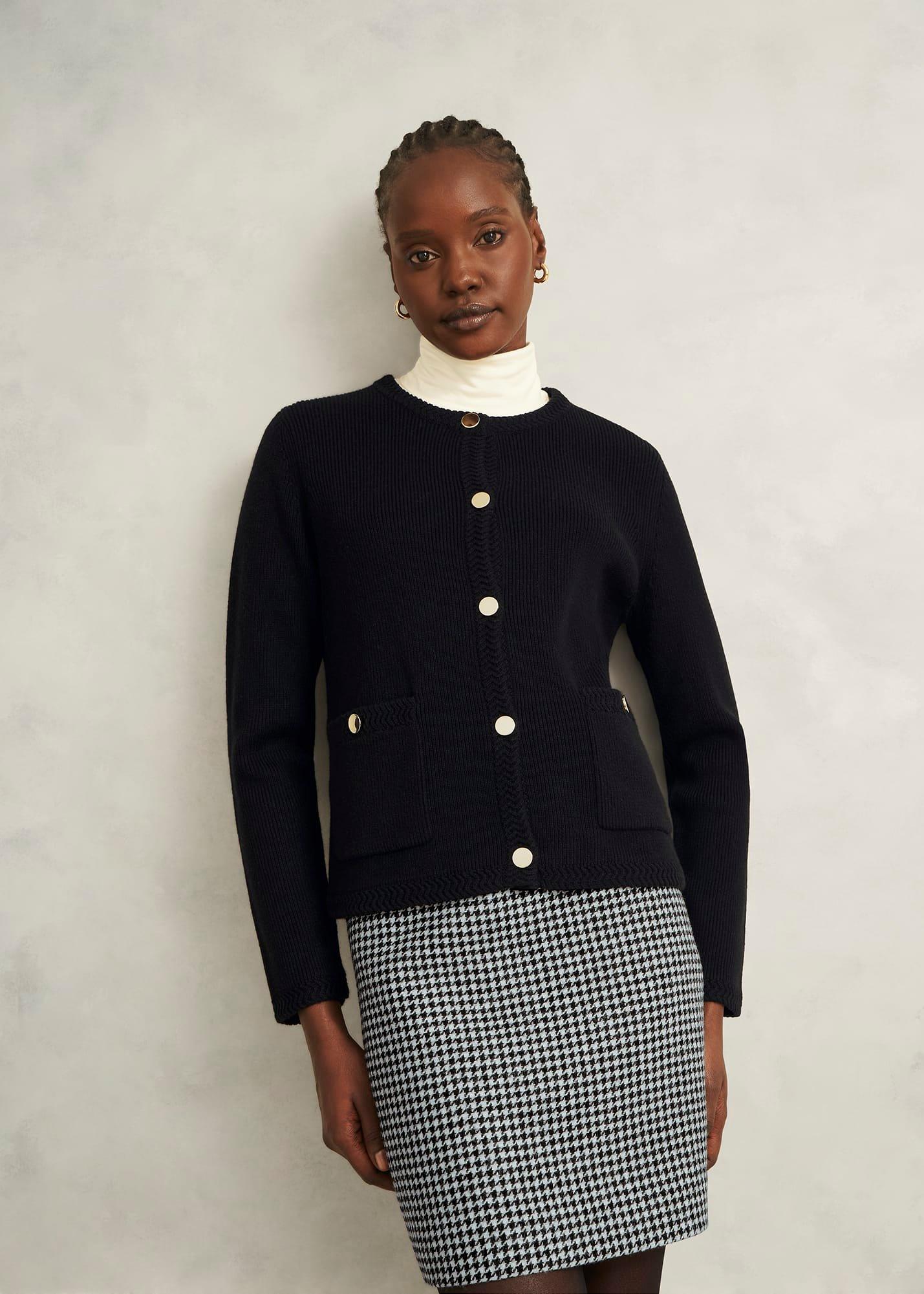 Black Simona Wool Blend Knitted Jacket