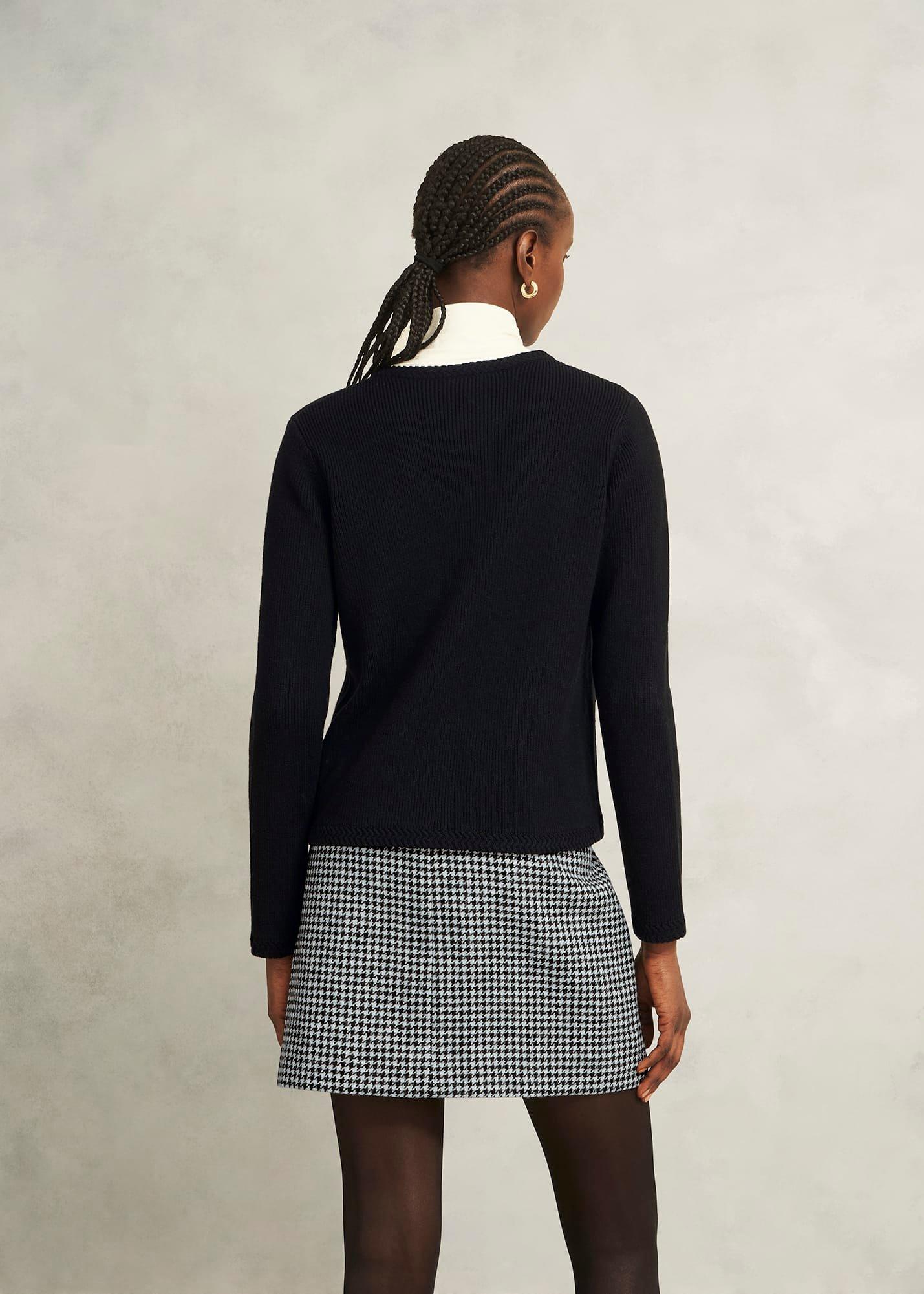 Black Simona Wool Blend Knitted Jacket, Black, hi-res