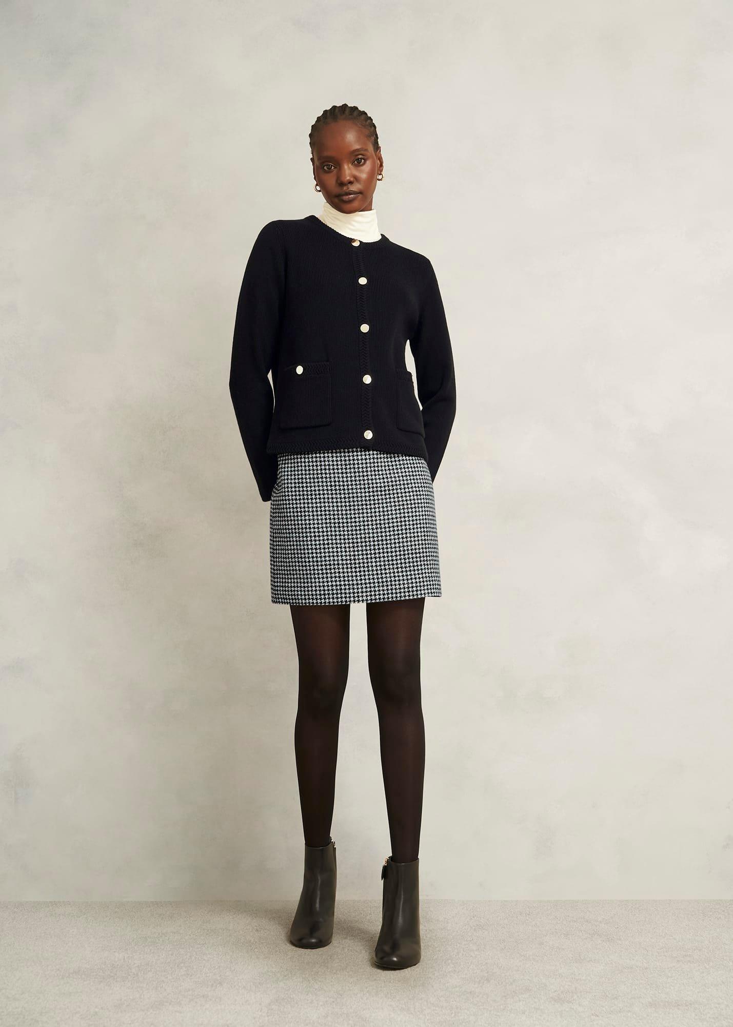 Black Simona Wool Blend Knitted Jacket, Black, hi-res