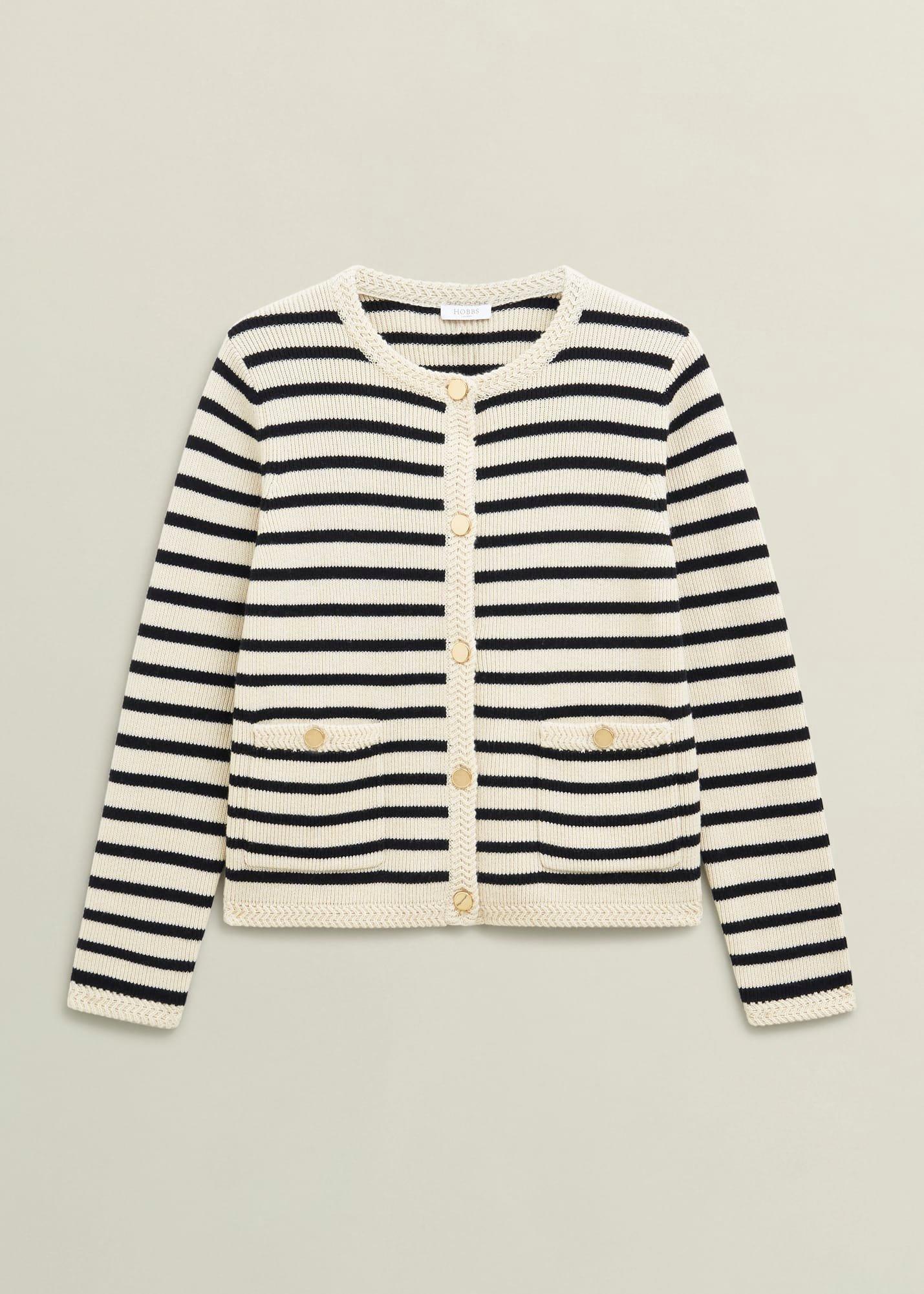Oatmeal Simona Wool Blend Striped Knitted Jacket