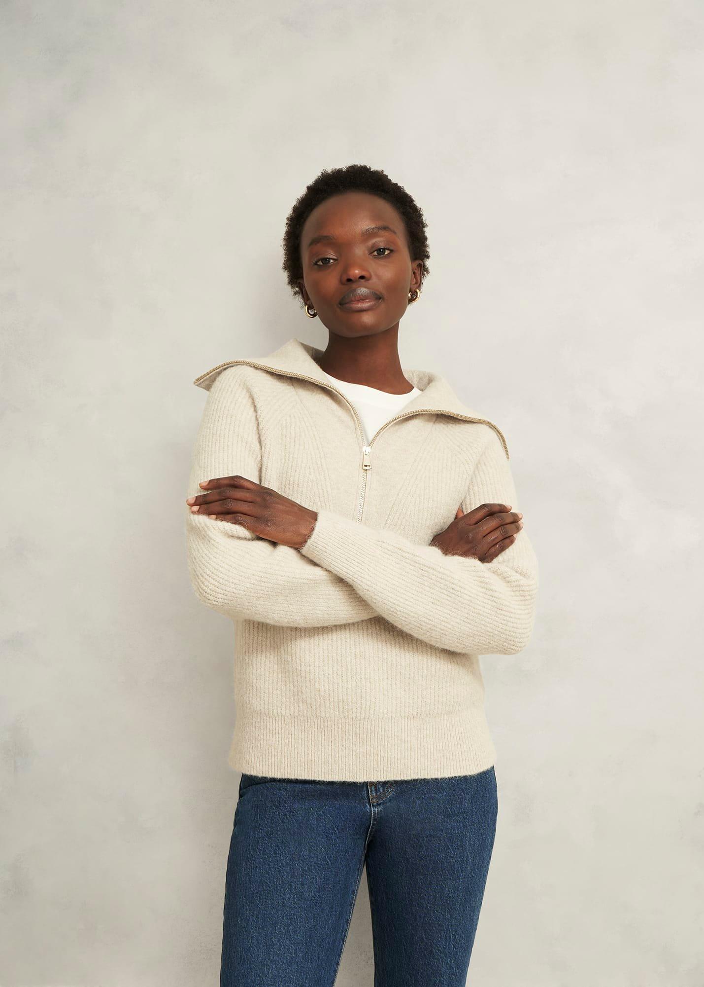Sandy Zip Roll Neck Knitted Jumper