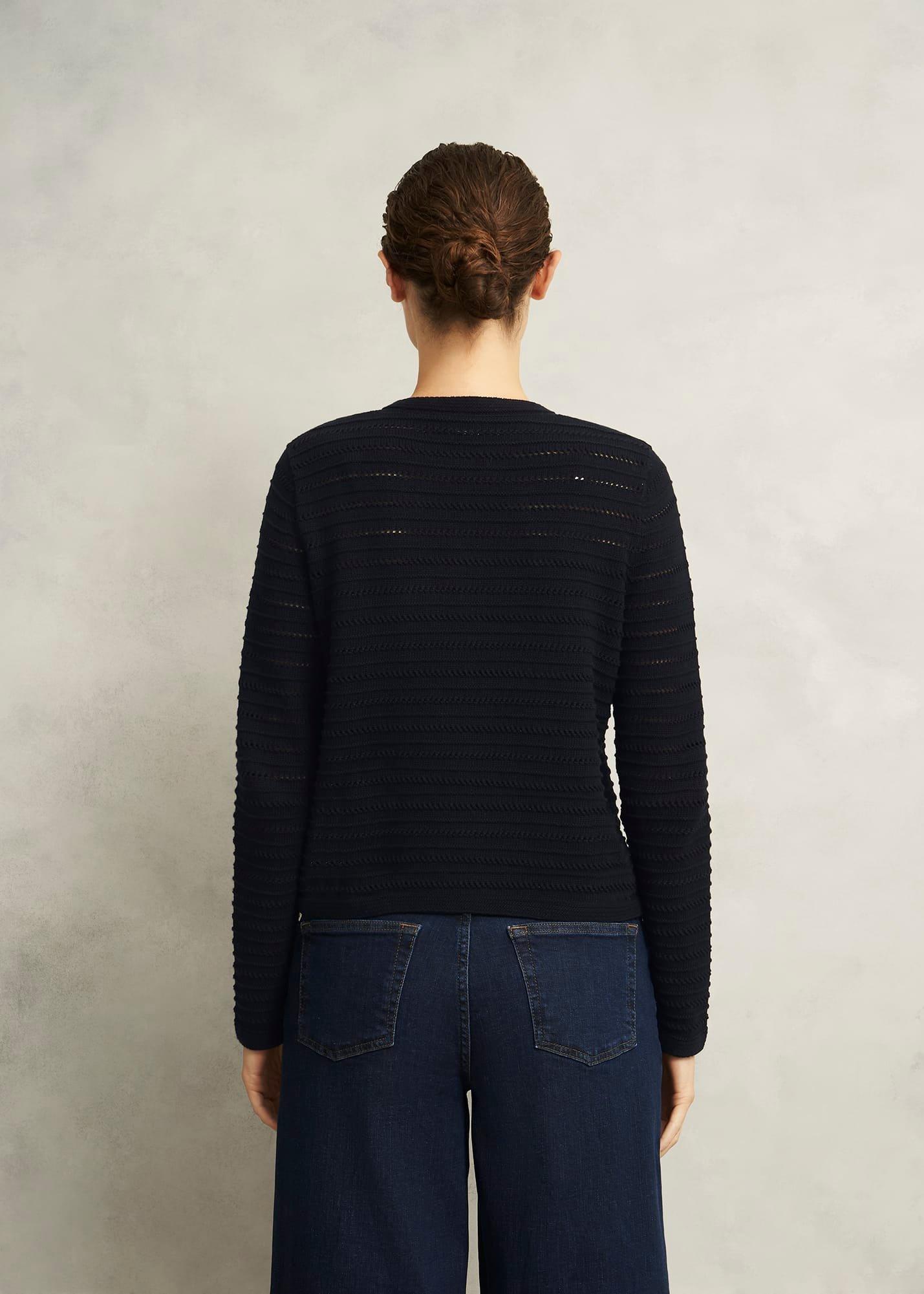 Amber Cotton Cardigan, Hobbs Navy, hi-res