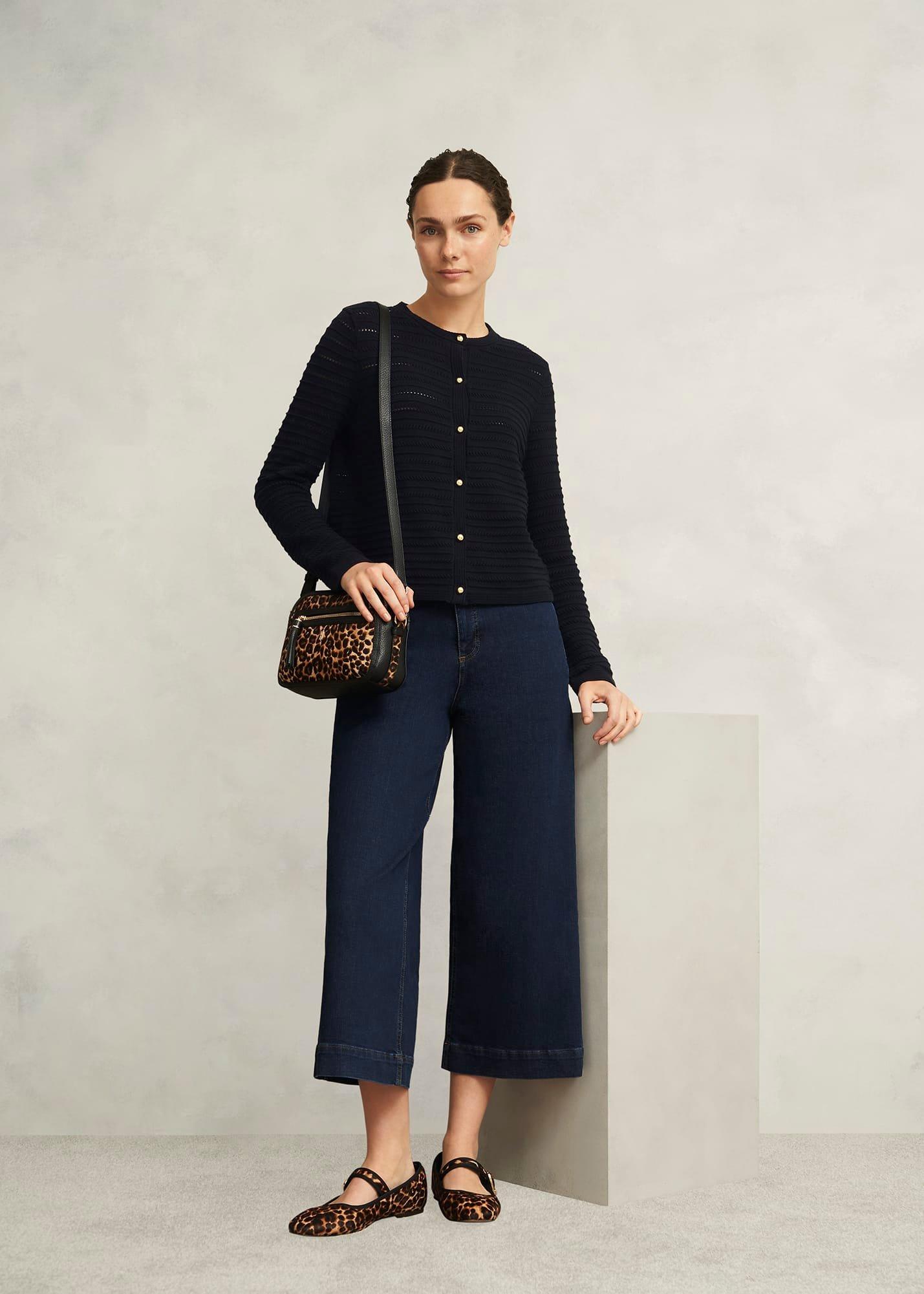 Amber Cotton Cardigan, Hobbs Navy, hi-res