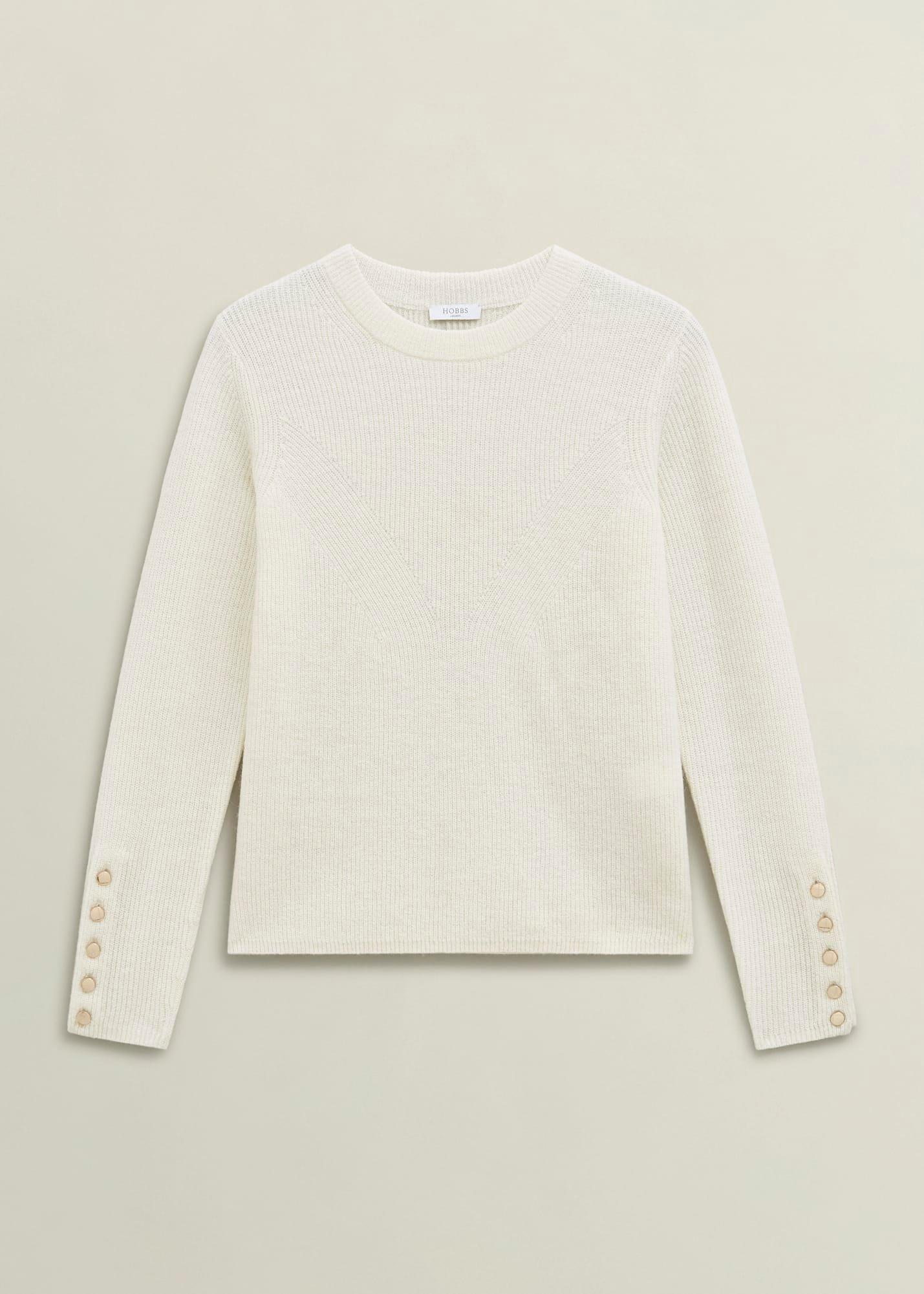 Ivory Jasmina Ribbed Crew Neck Jumper With Alpaca