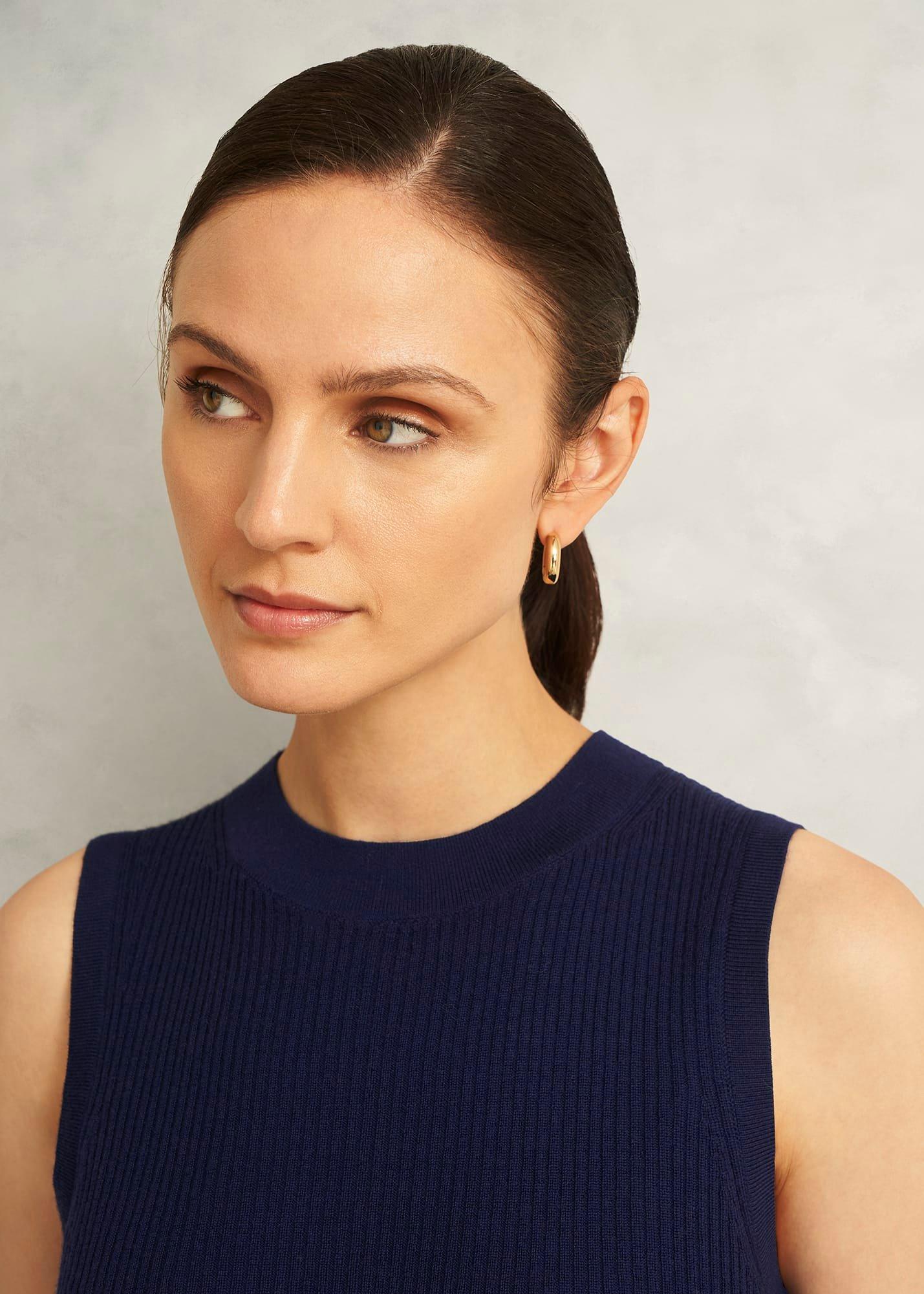 Navy Yasmin Merino Wool Knitted Tank Top, True Navy, hi-res